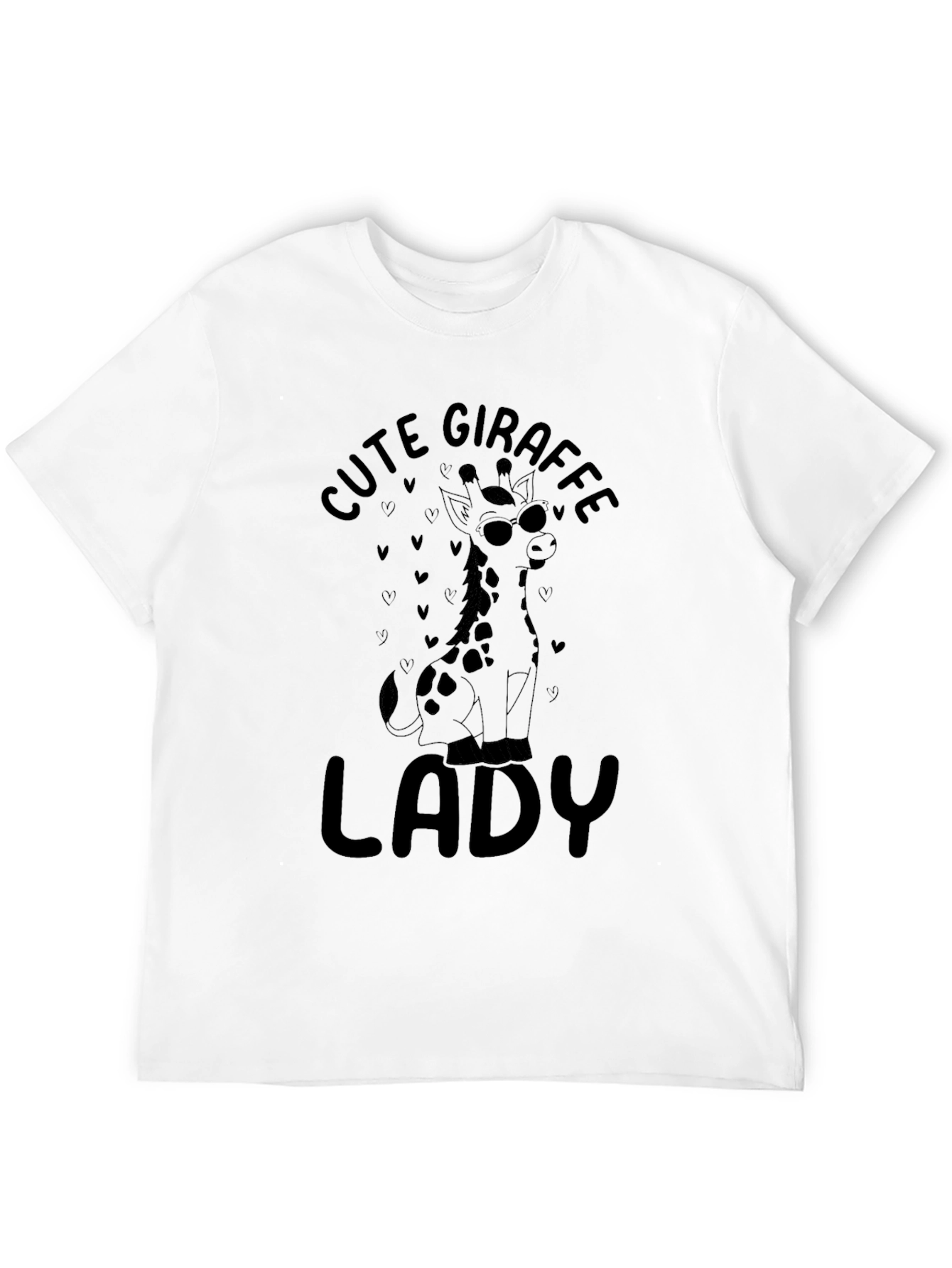 Cute Giraffe Lady Black T-Shirt