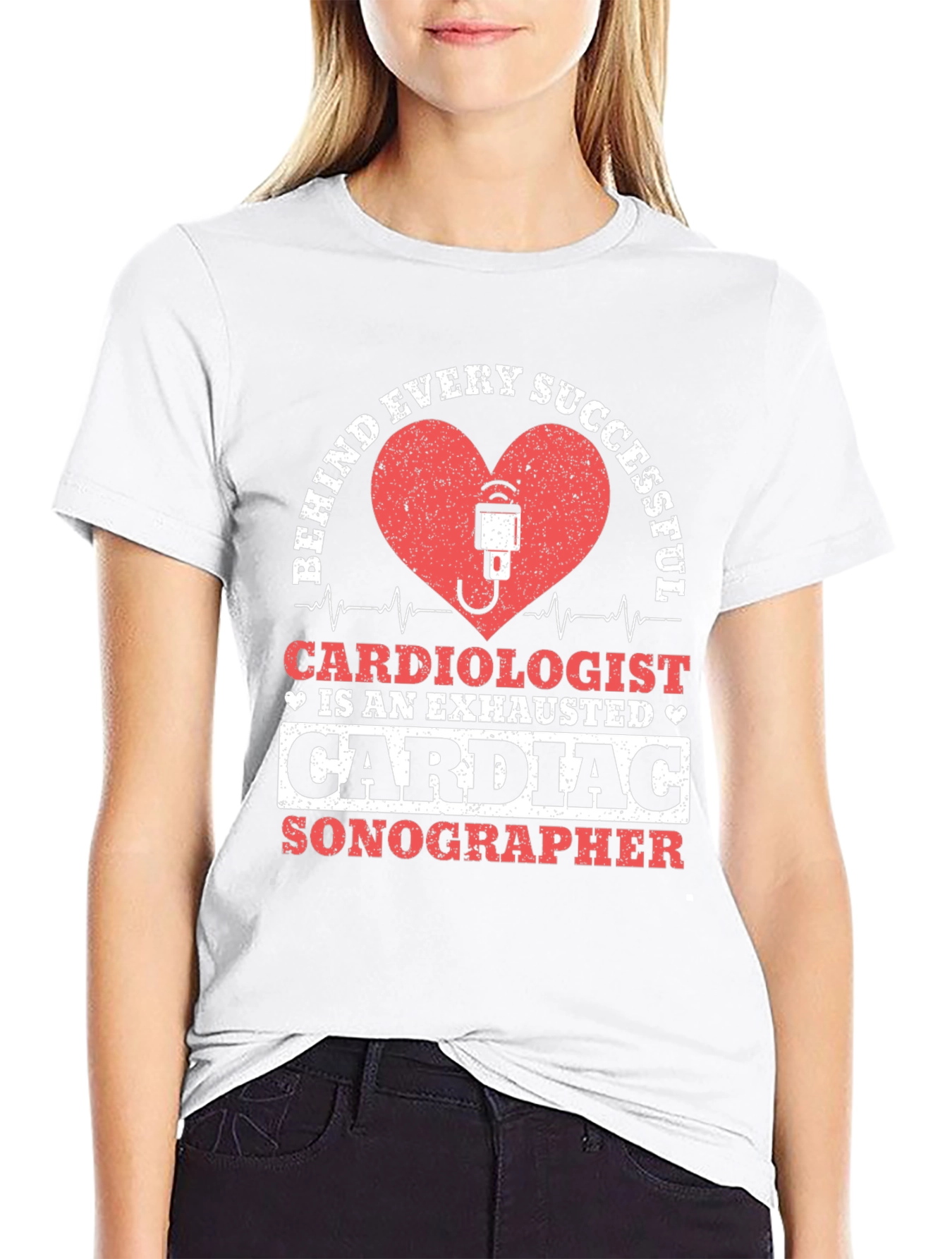 Cardiac Sonographer T-Shirt - Exhausted Cardiologist Design