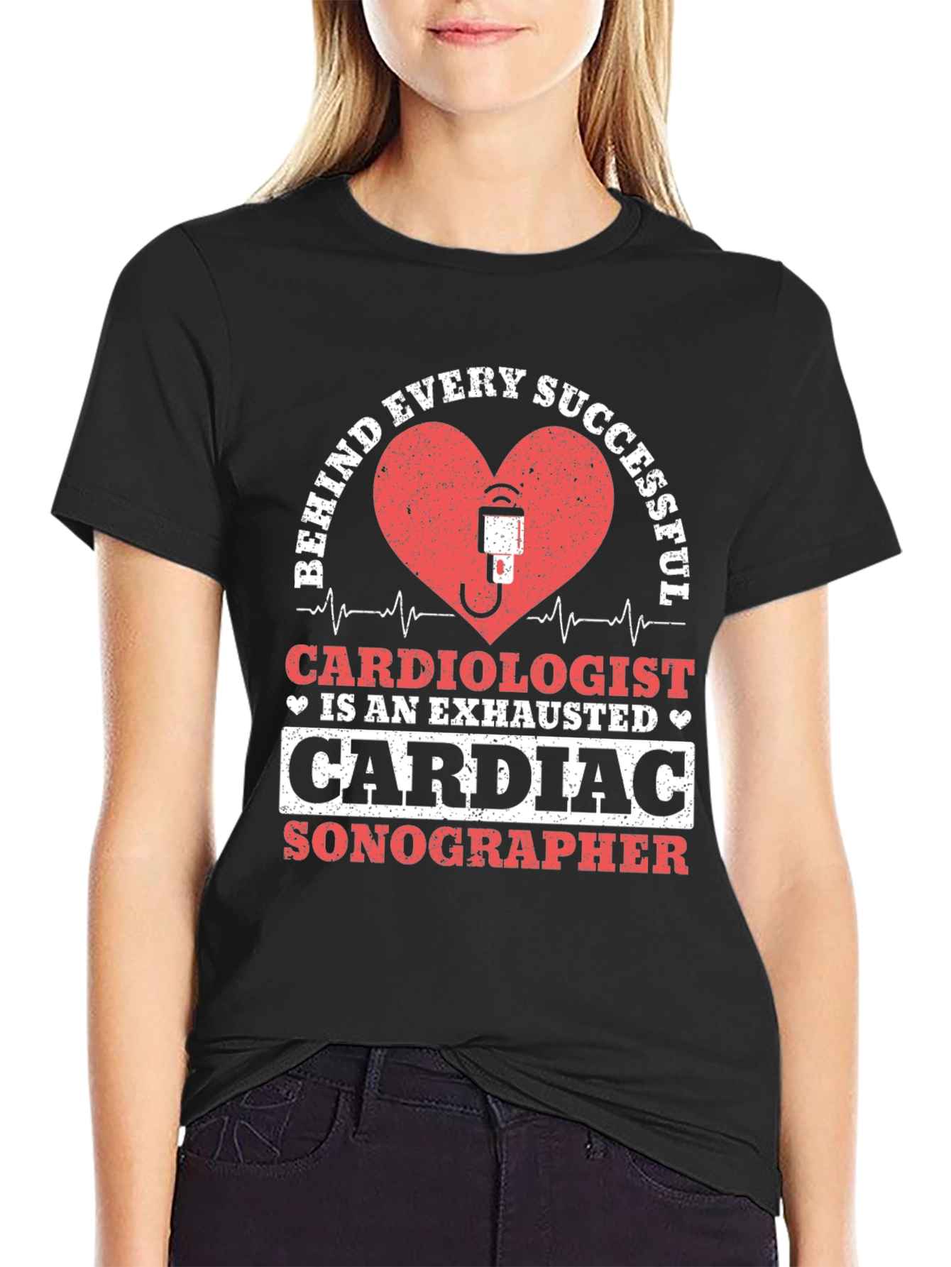 Cardiac Sonographer T-Shirt - Exhausted Cardiologist Design