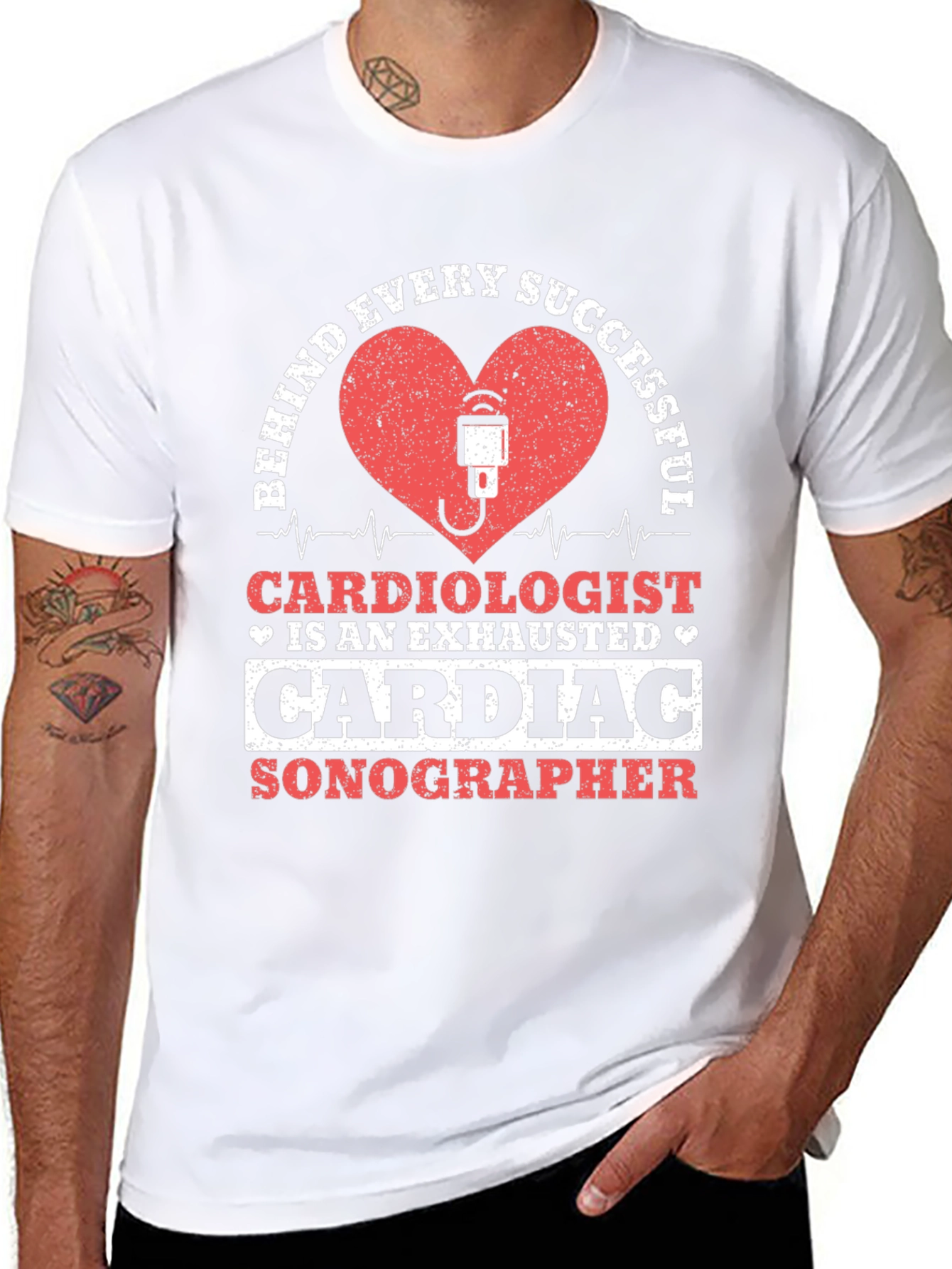 Cardiac Sonographer T-Shirt - Exhausted Cardiologist Design