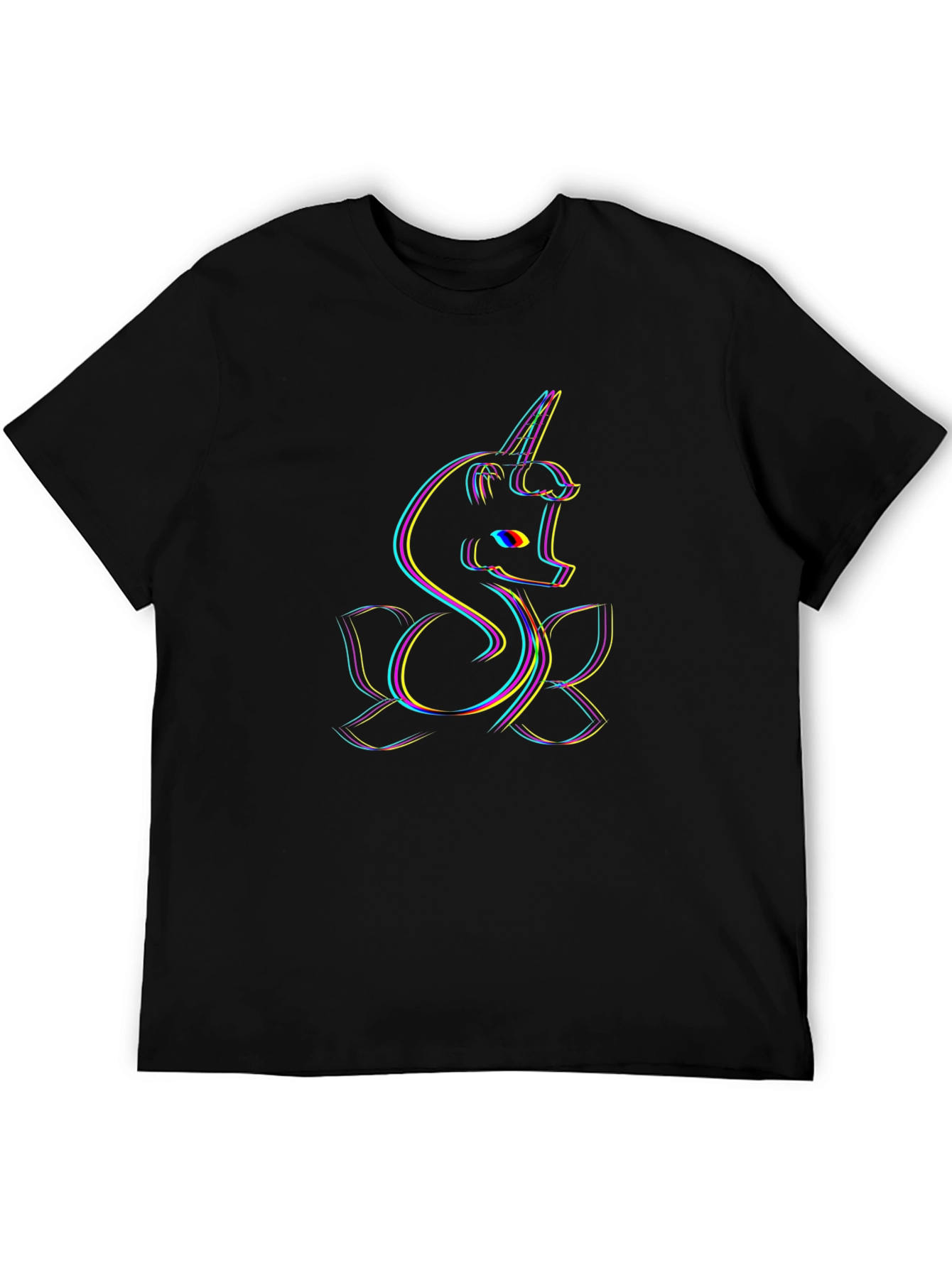 Unicorn Graphic Print Black T-Shirt
