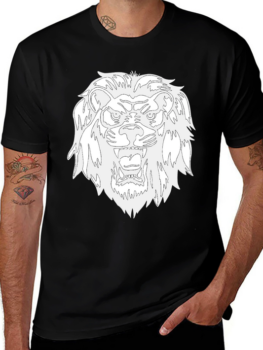 Black T-Shirt with Bold Lion Graphic