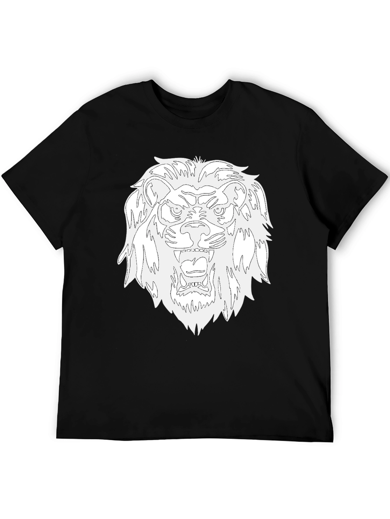 Black T-Shirt with Bold Lion Graphic