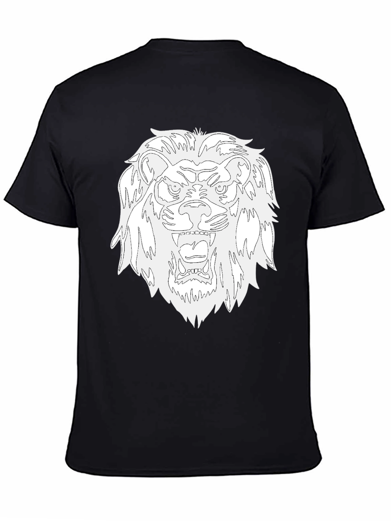 Black T-Shirt with Bold Lion Graphic