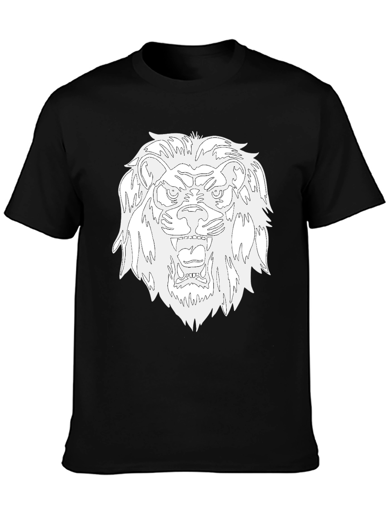 Black T-Shirt with Bold Lion Graphic