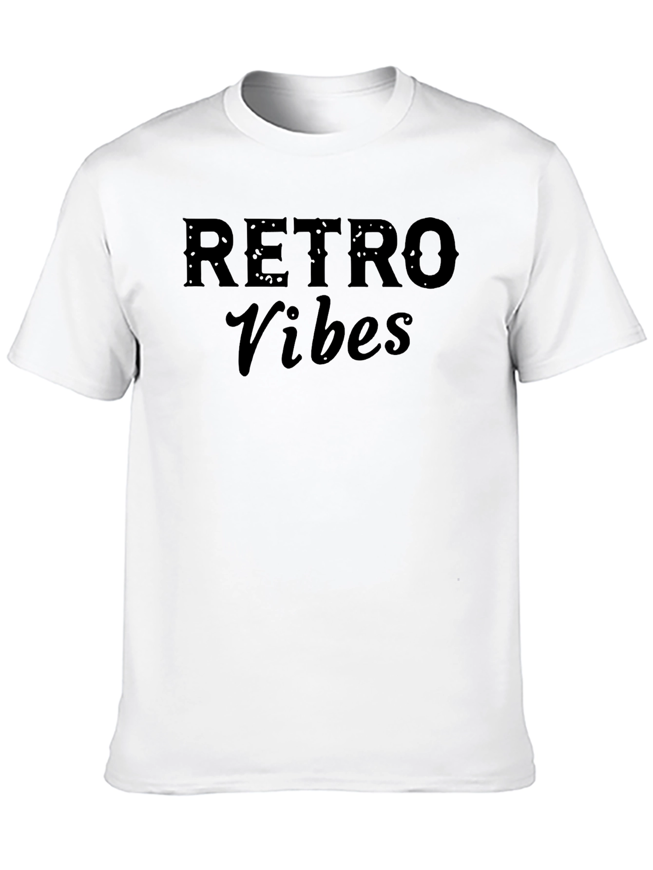 Retro Vibes Graphic Tee - Black Cotton Casual T-Shirt