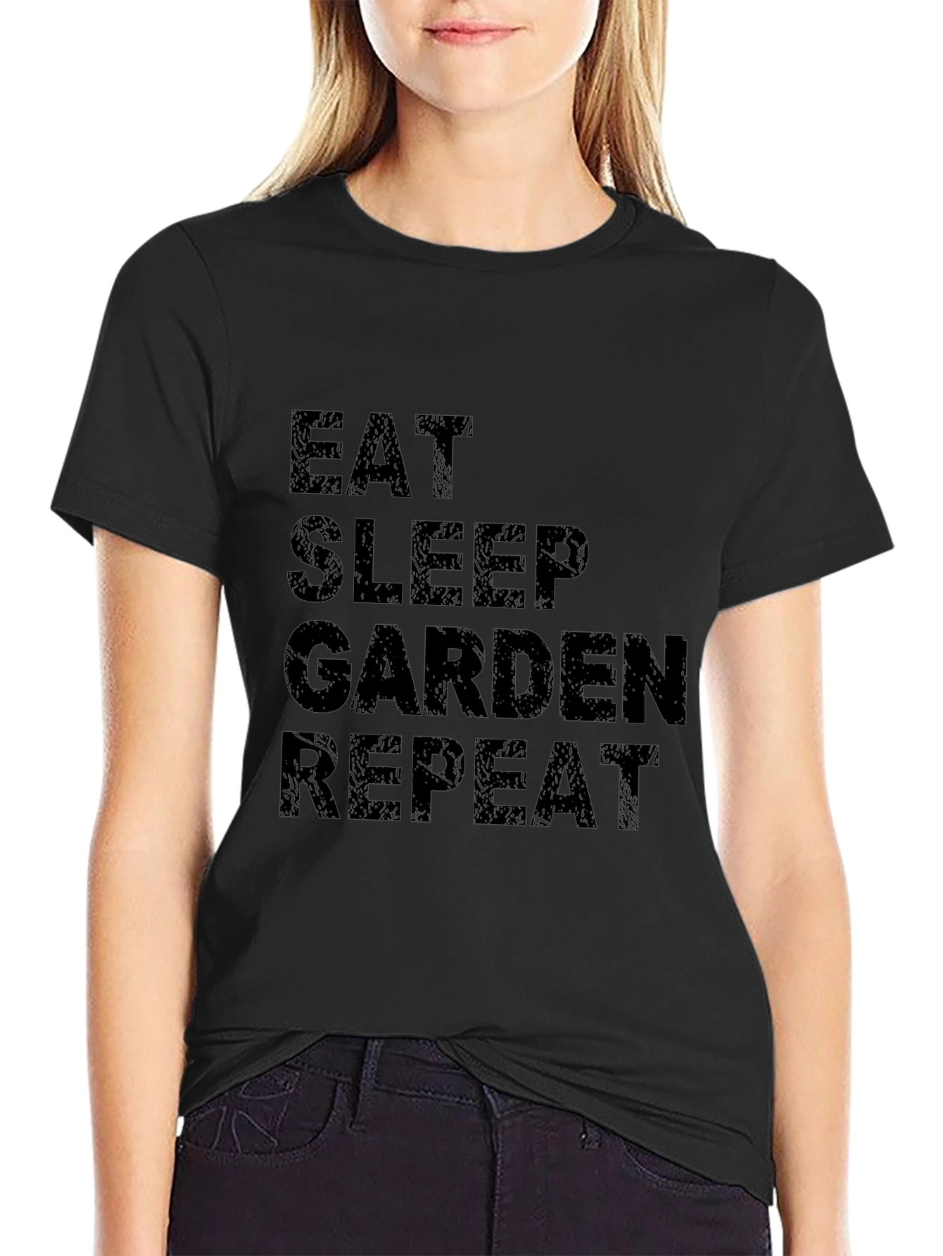 Eat Sleep Garden Repeat Black T-Shirt