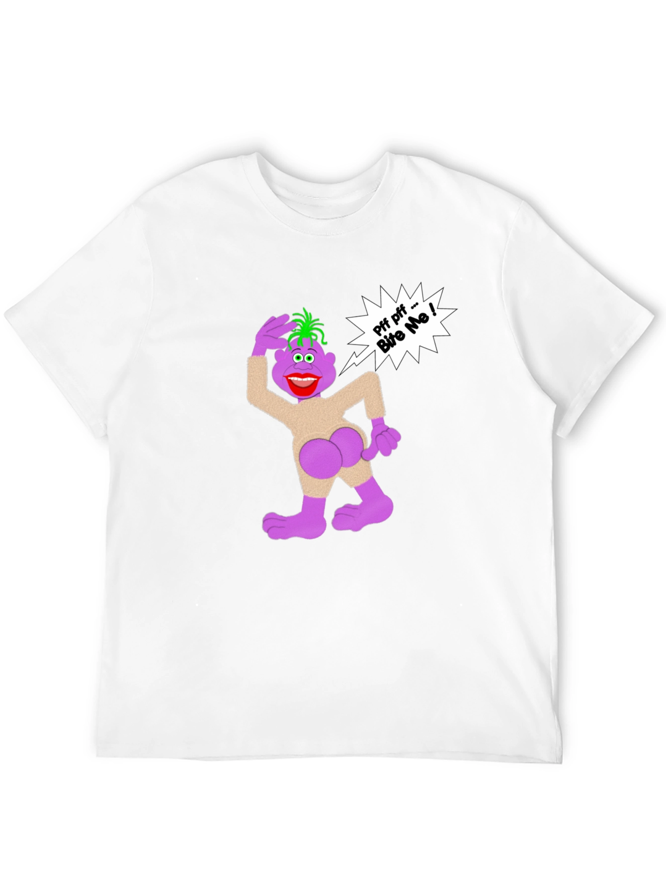 Humorous Cartoon Graphic T-Shirt - Bite Me!