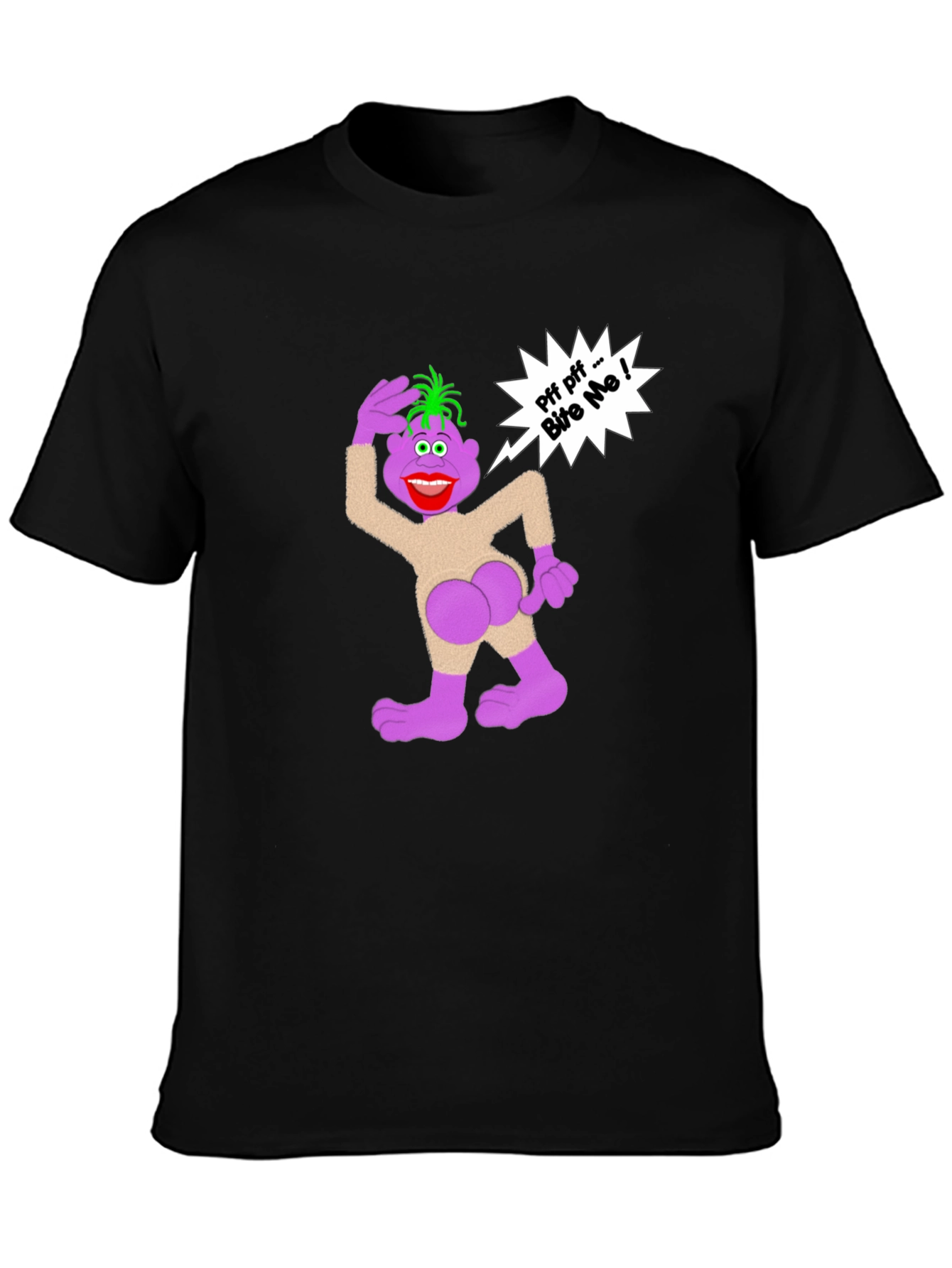 Humorous Cartoon Graphic T-Shirt - Bite Me!