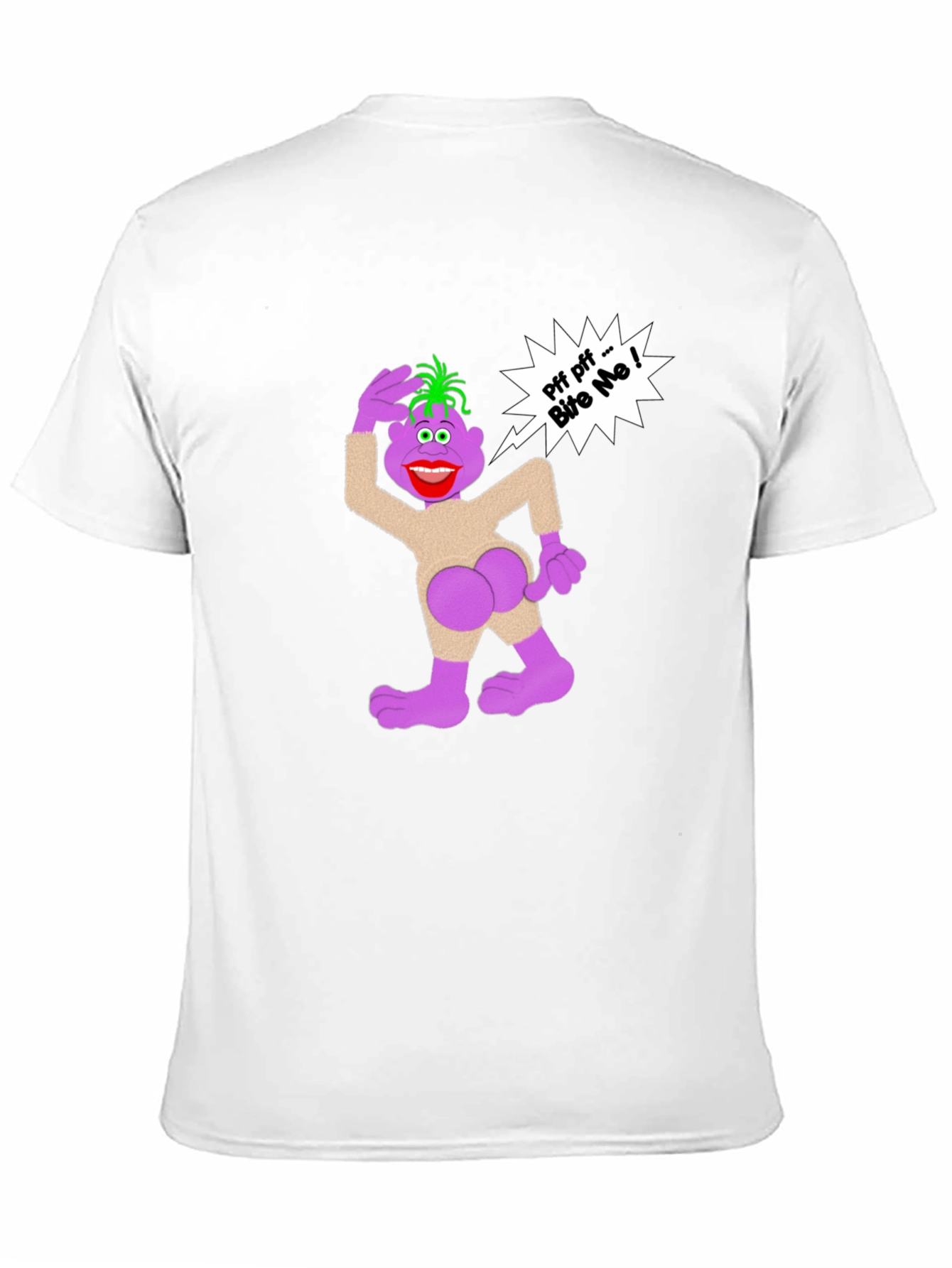 Humorous Cartoon Graphic T-Shirt - Bite Me!