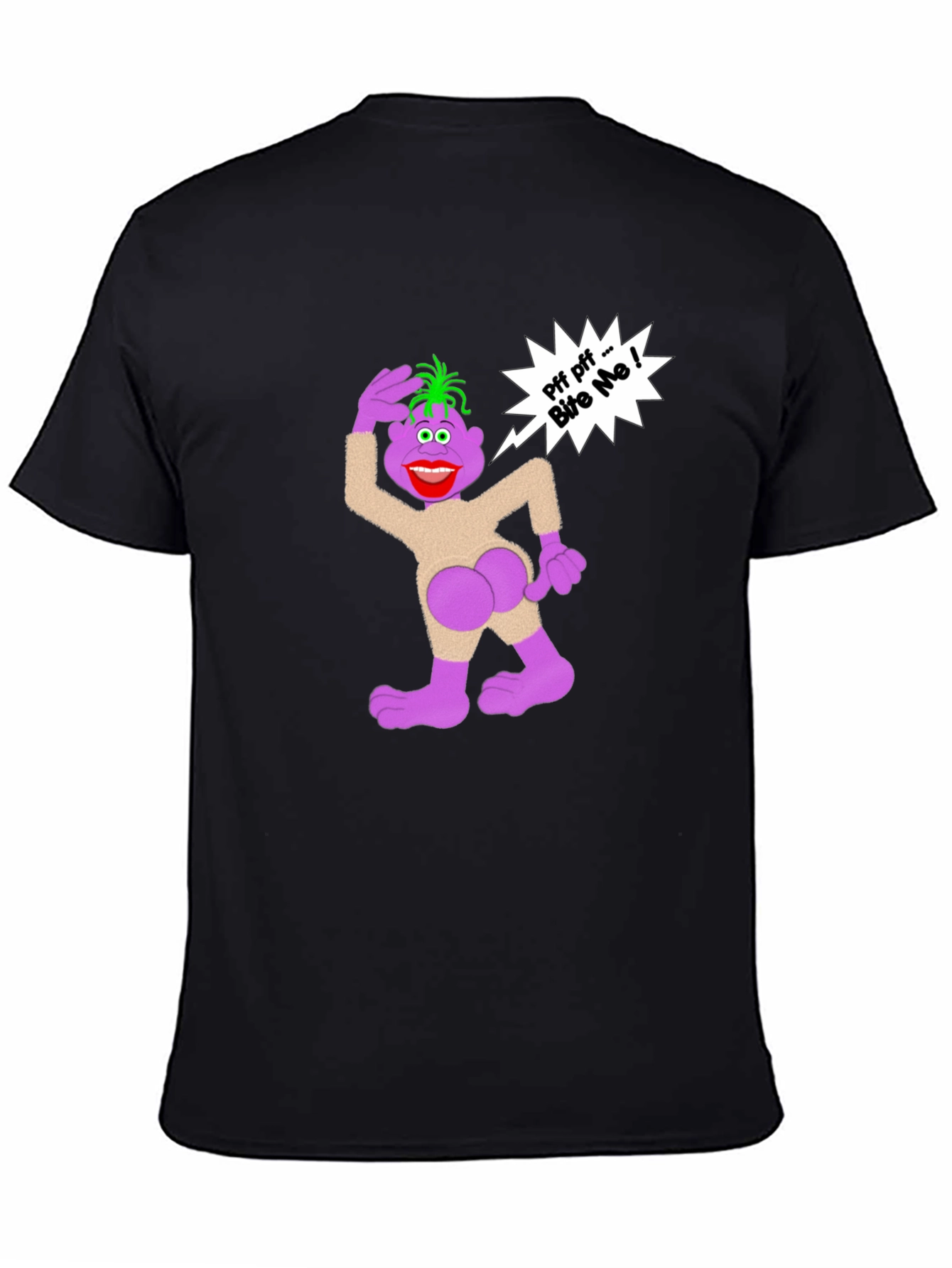 Humorous Cartoon Graphic T-Shirt - Bite Me!