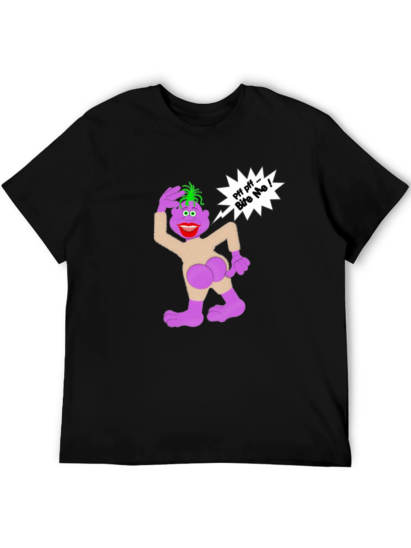 Humorous Cartoon Graphic T-Shirt - Bite Me!