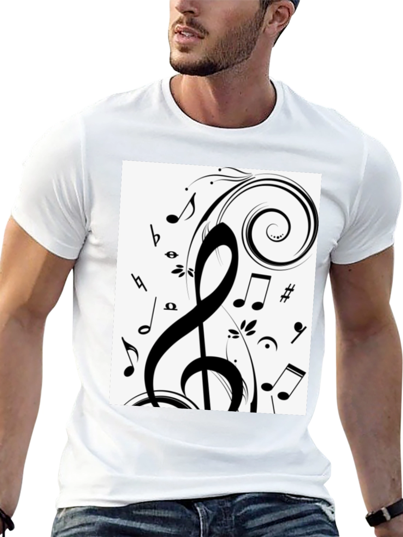Musical Notes Black Graphic Tee