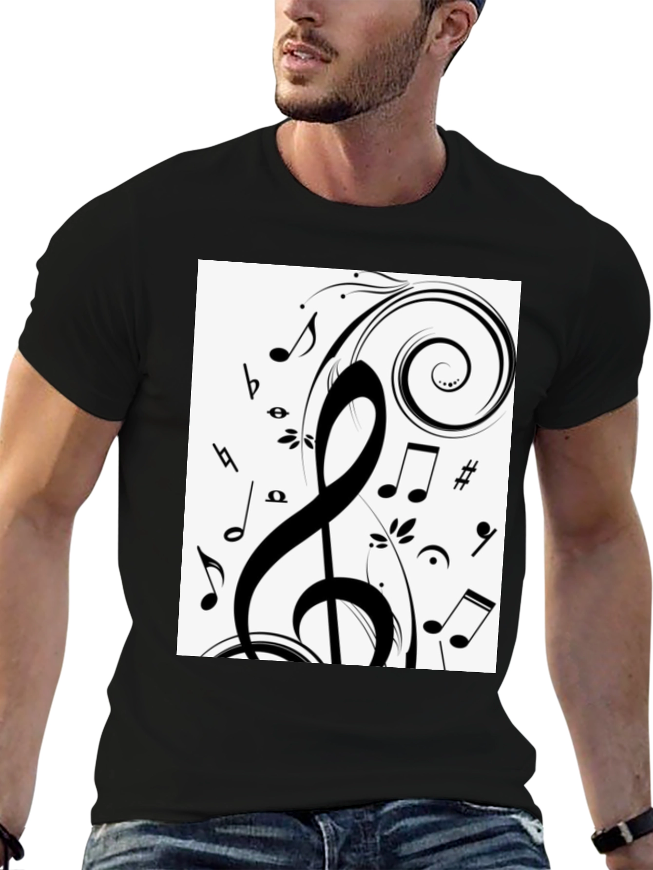 Musical Notes Black Graphic Tee