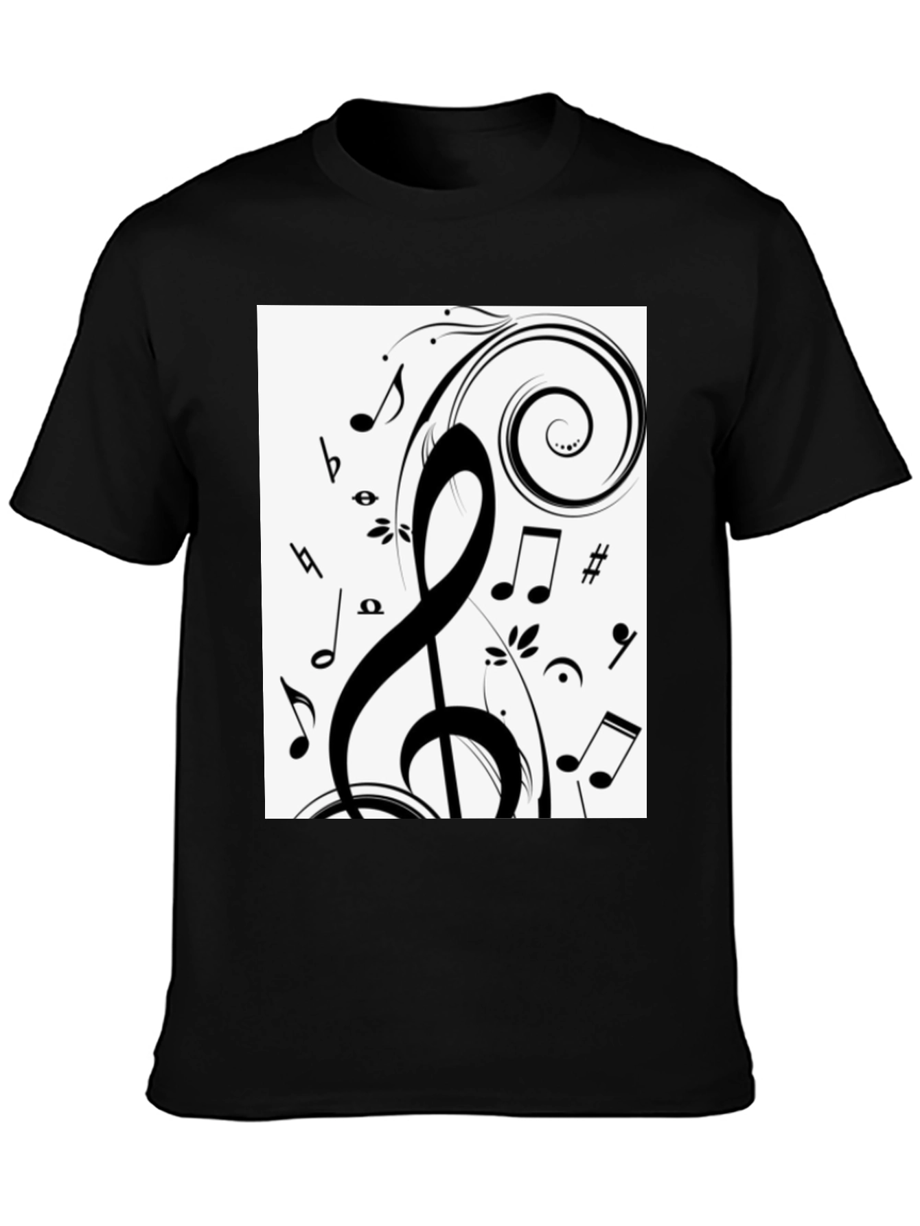 Musical Notes Black Graphic Tee