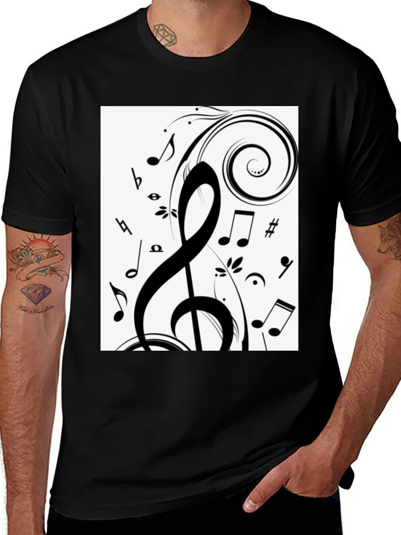 Musical Notes Black Graphic Tee
