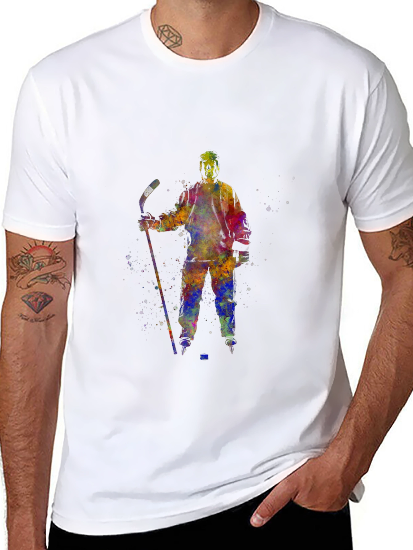 Watercolor Hockey Player T-Shirt