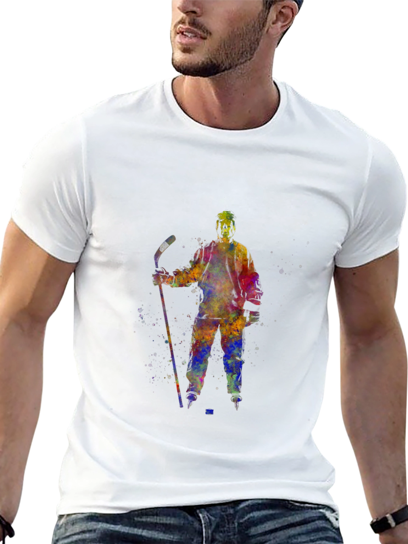 Watercolor Hockey Player T-Shirt