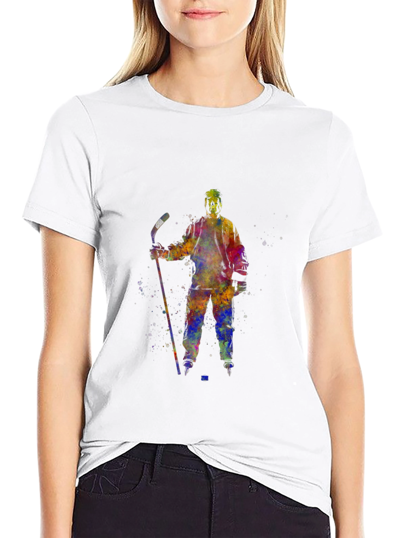 Watercolor Hockey Player T-Shirt