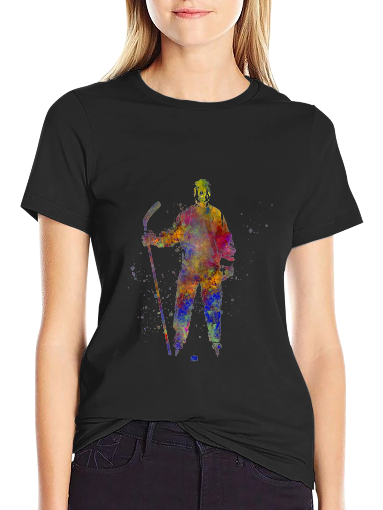 Watercolor Hockey Player T-Shirt