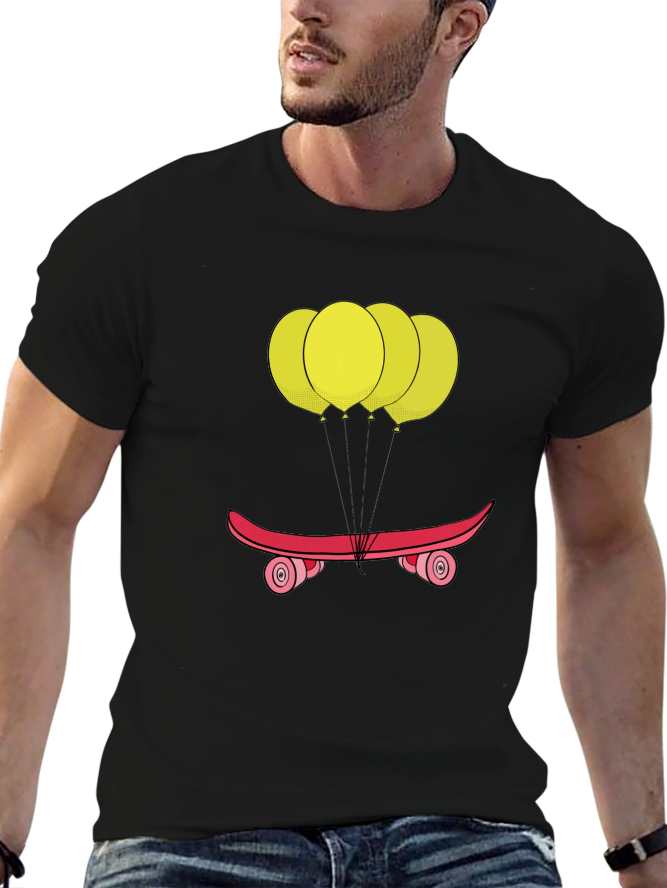 Skateboard Balloons Graphic Tee - Casual Comfort