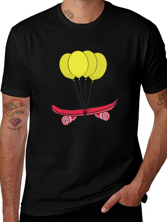 Skateboard Balloons Graphic Tee - Casual Comfort
