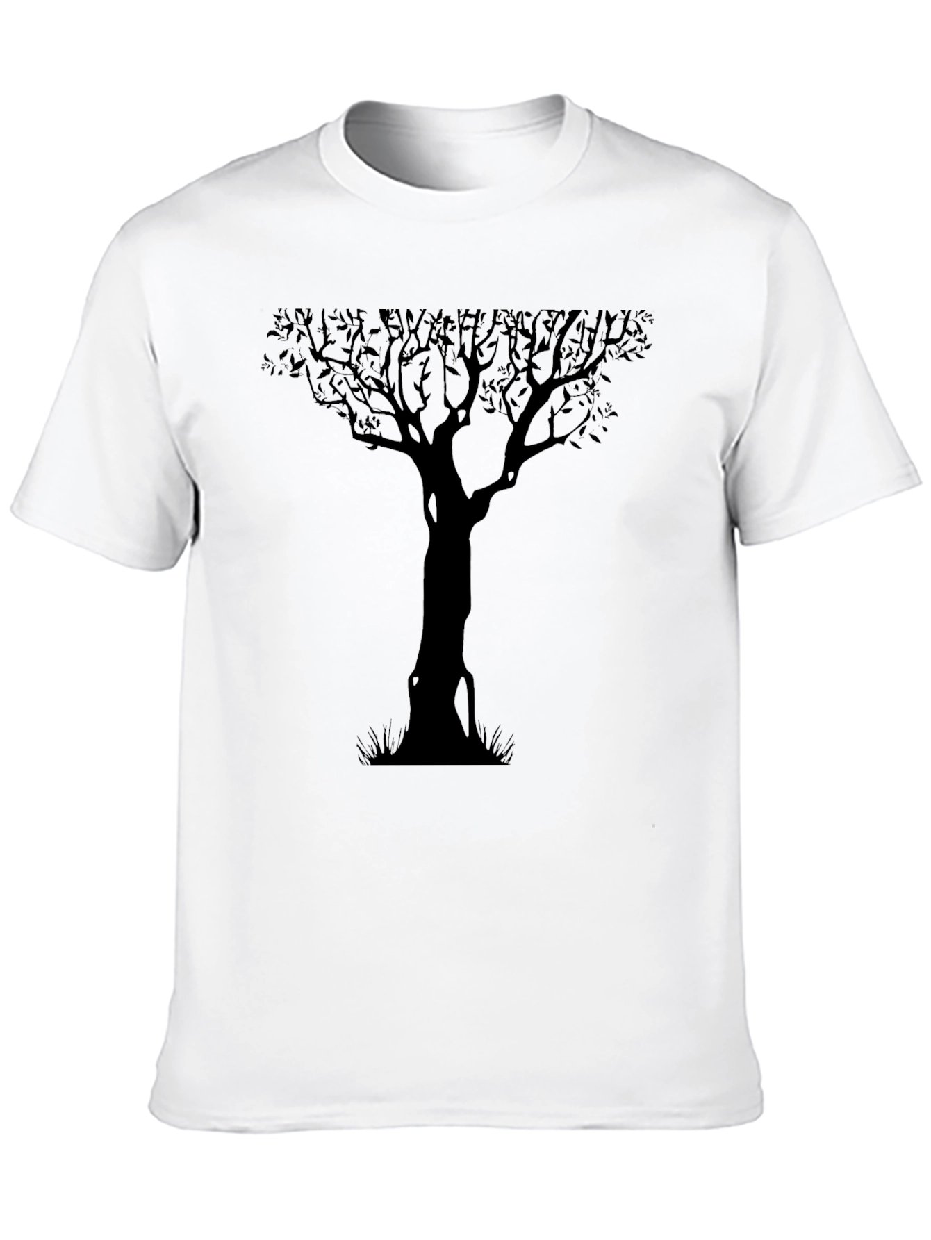 Silhouette Tree Graphic Tee - Black Cotton Shirt