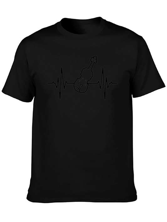 Violin Heartbeat Graphic Tee - Music Lover T-Shirt