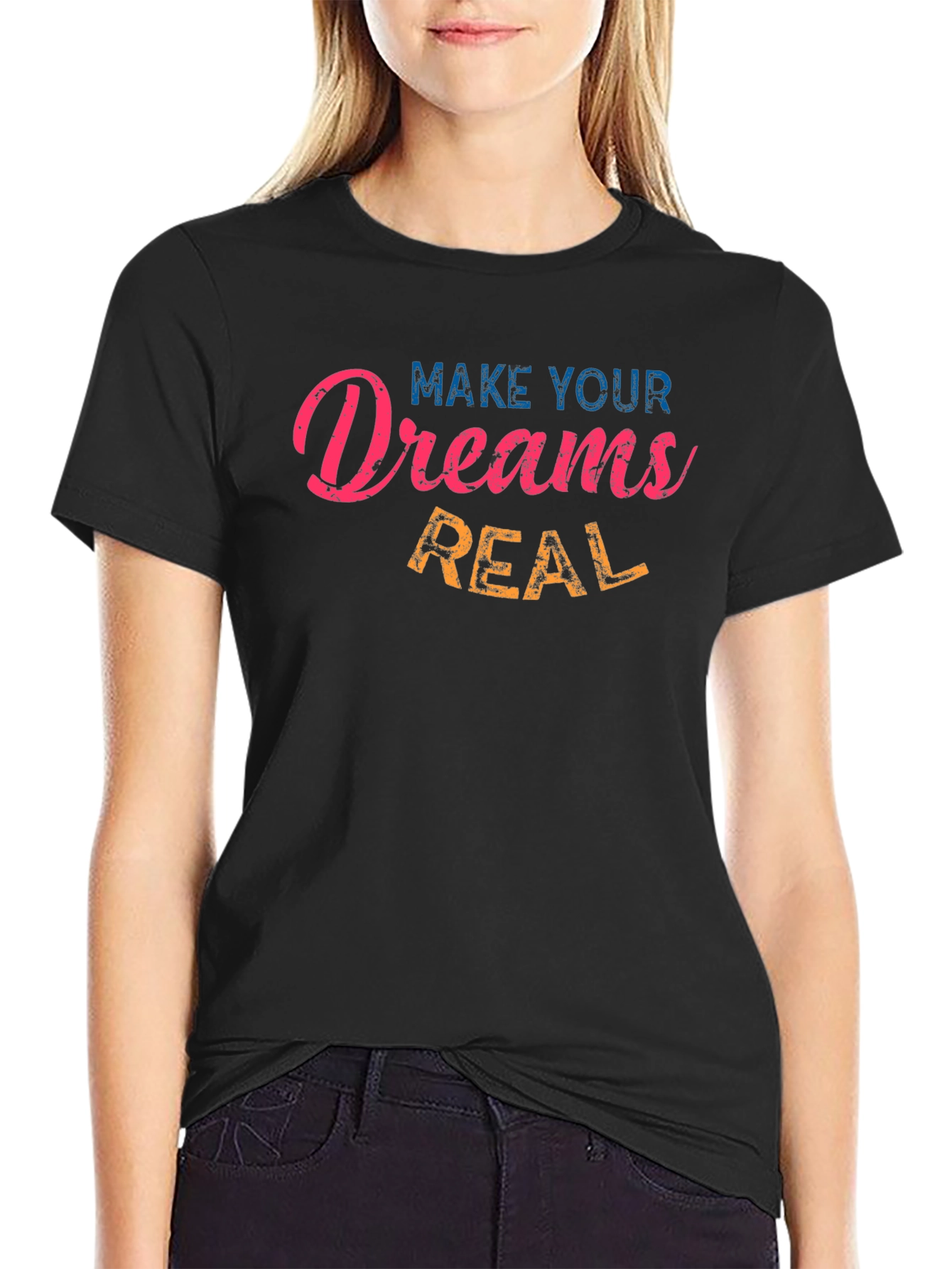 Inspirational Dreams Real Mens Black T-Shirt