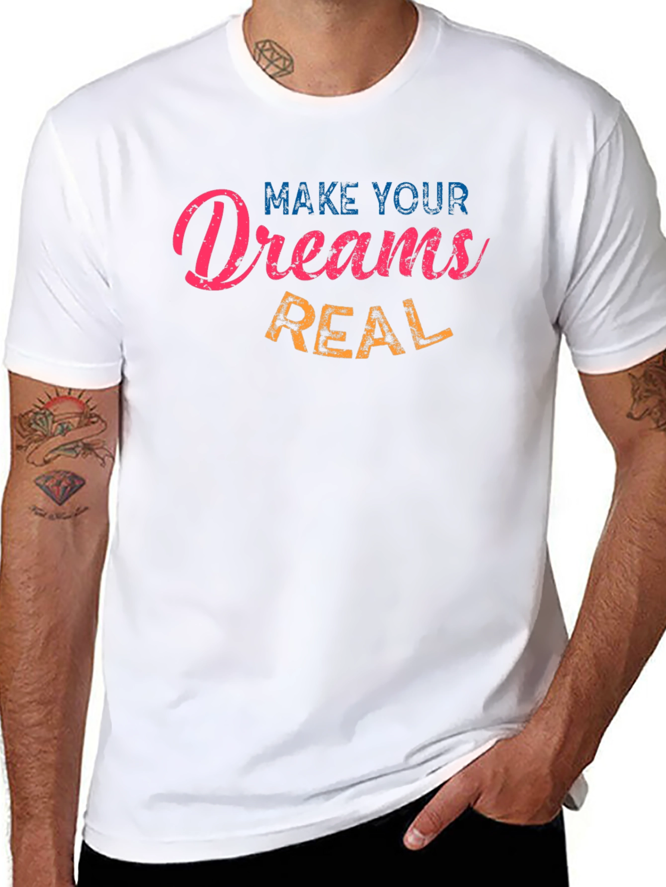 Inspirational Dreams Real Mens Black T-Shirt