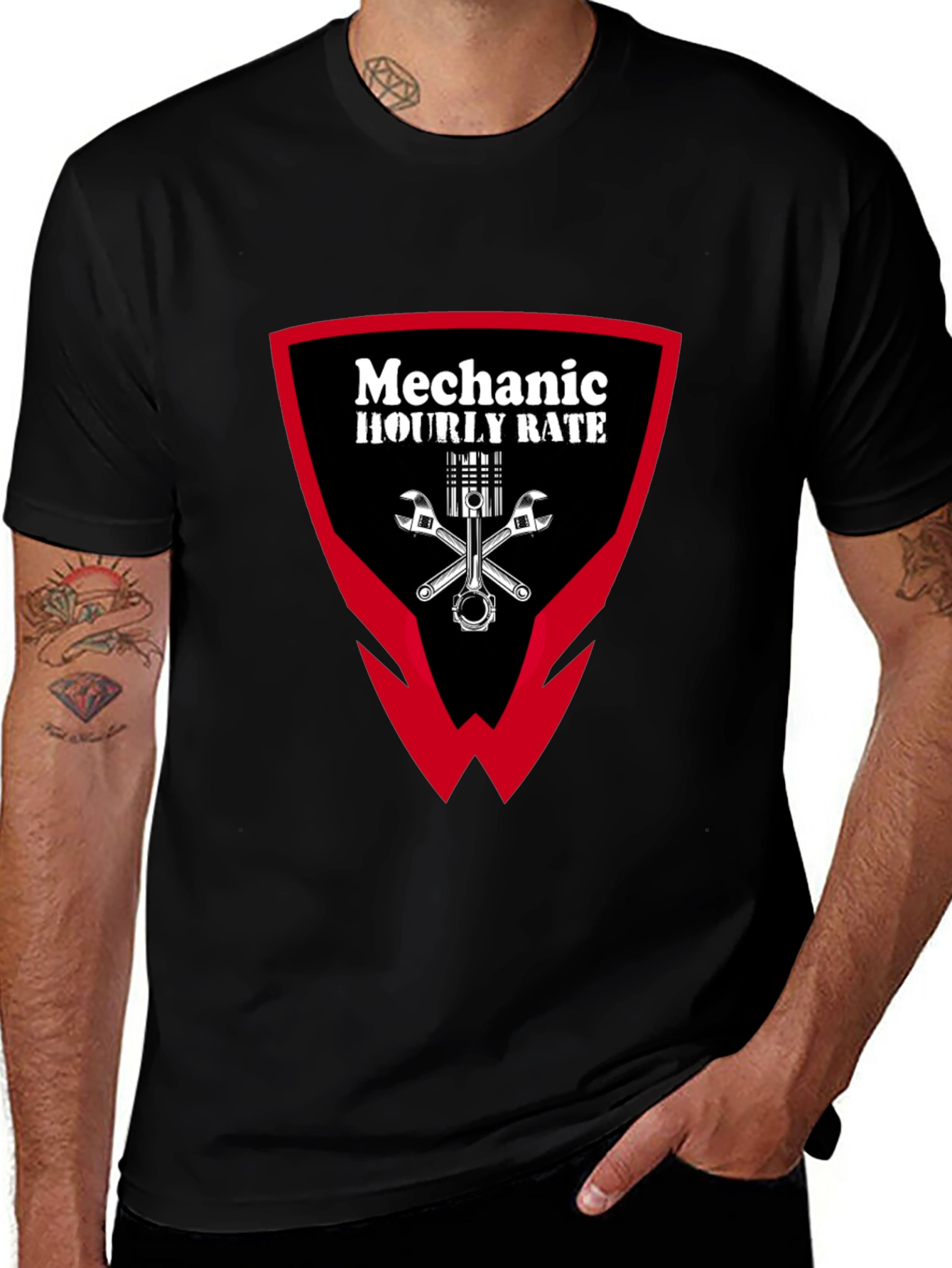 Mechanic Hourly Rate Graphic Tee - Black
