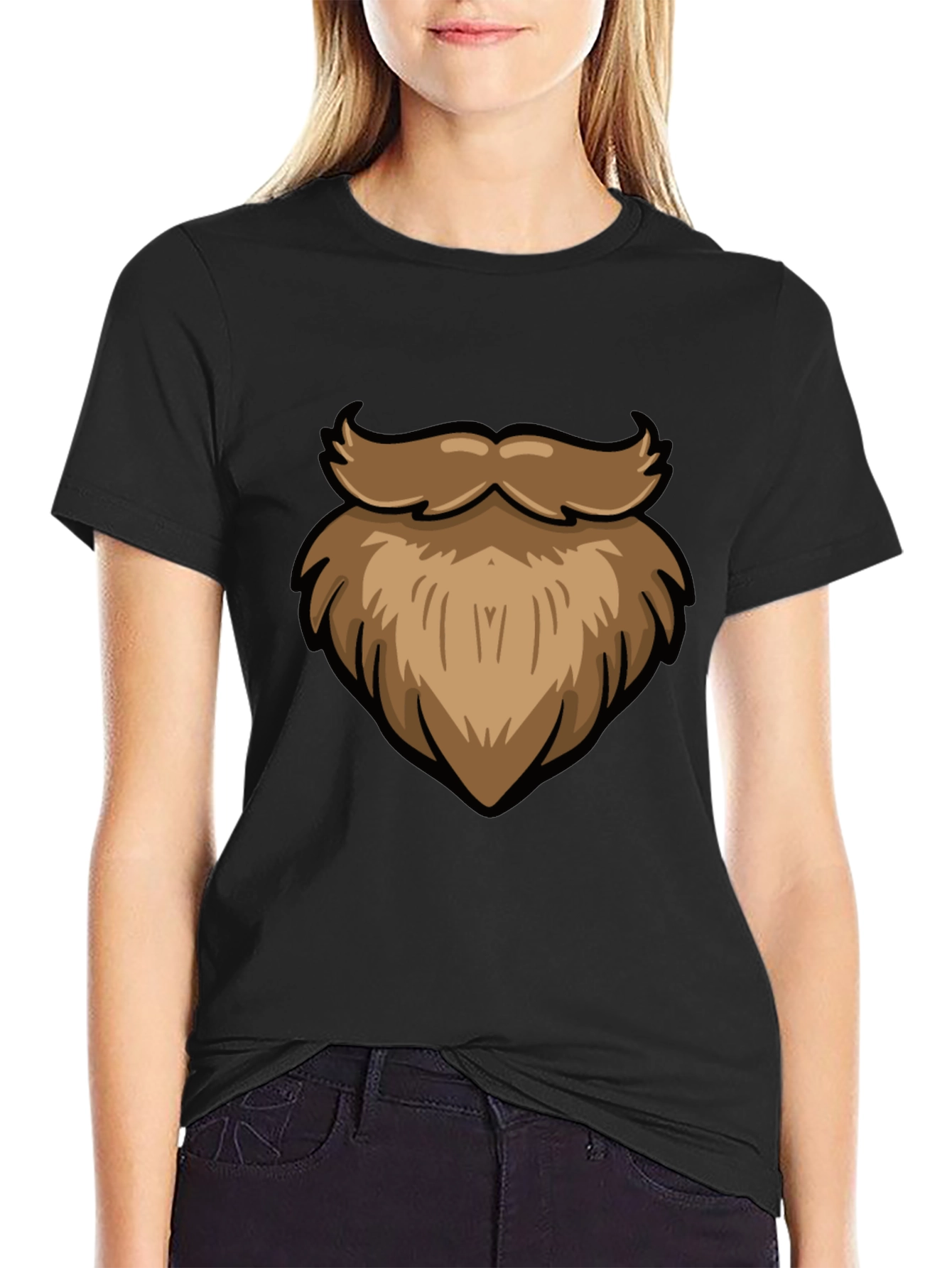 Funny Beard Graphic Black T-Shirt
