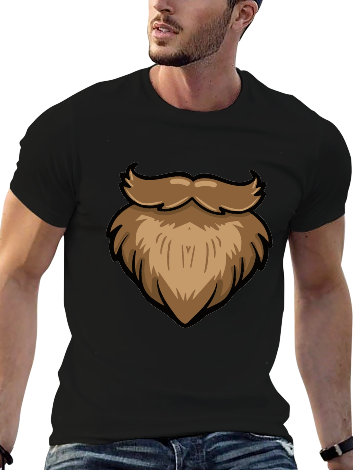 Funny Beard Graphic Black T-Shirt