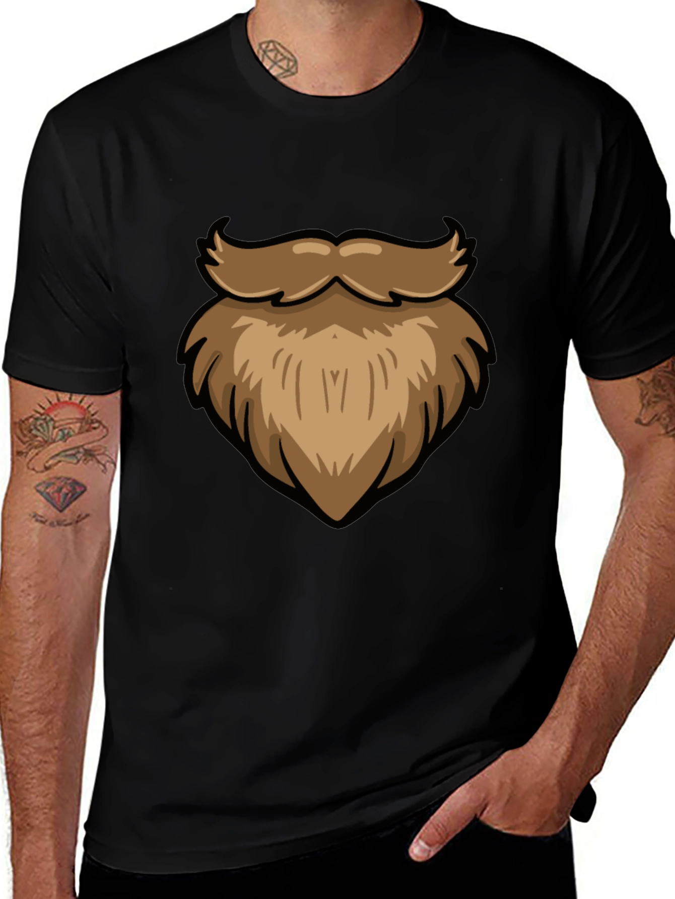 Funny Beard Graphic Black T-Shirt