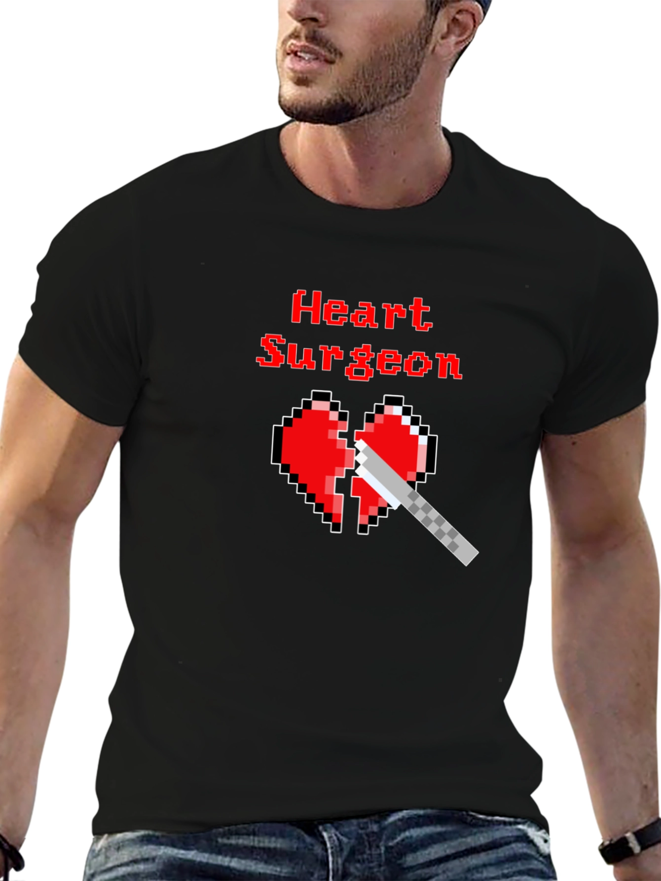 Heart Surgeon Pixel Art T-Shirt - Funny Medical Tee