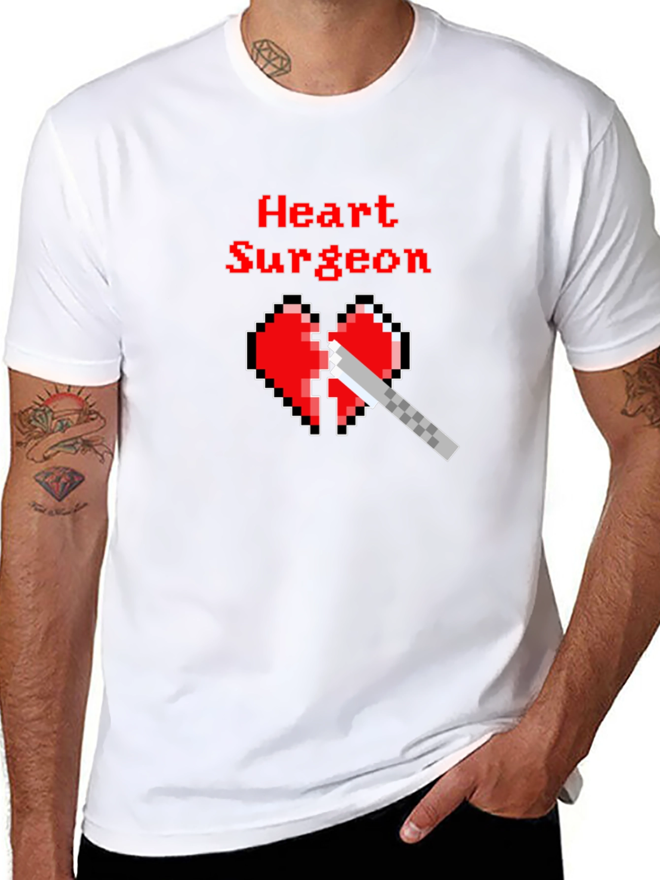 Heart Surgeon Pixel Art T-Shirt - Funny Medical Tee