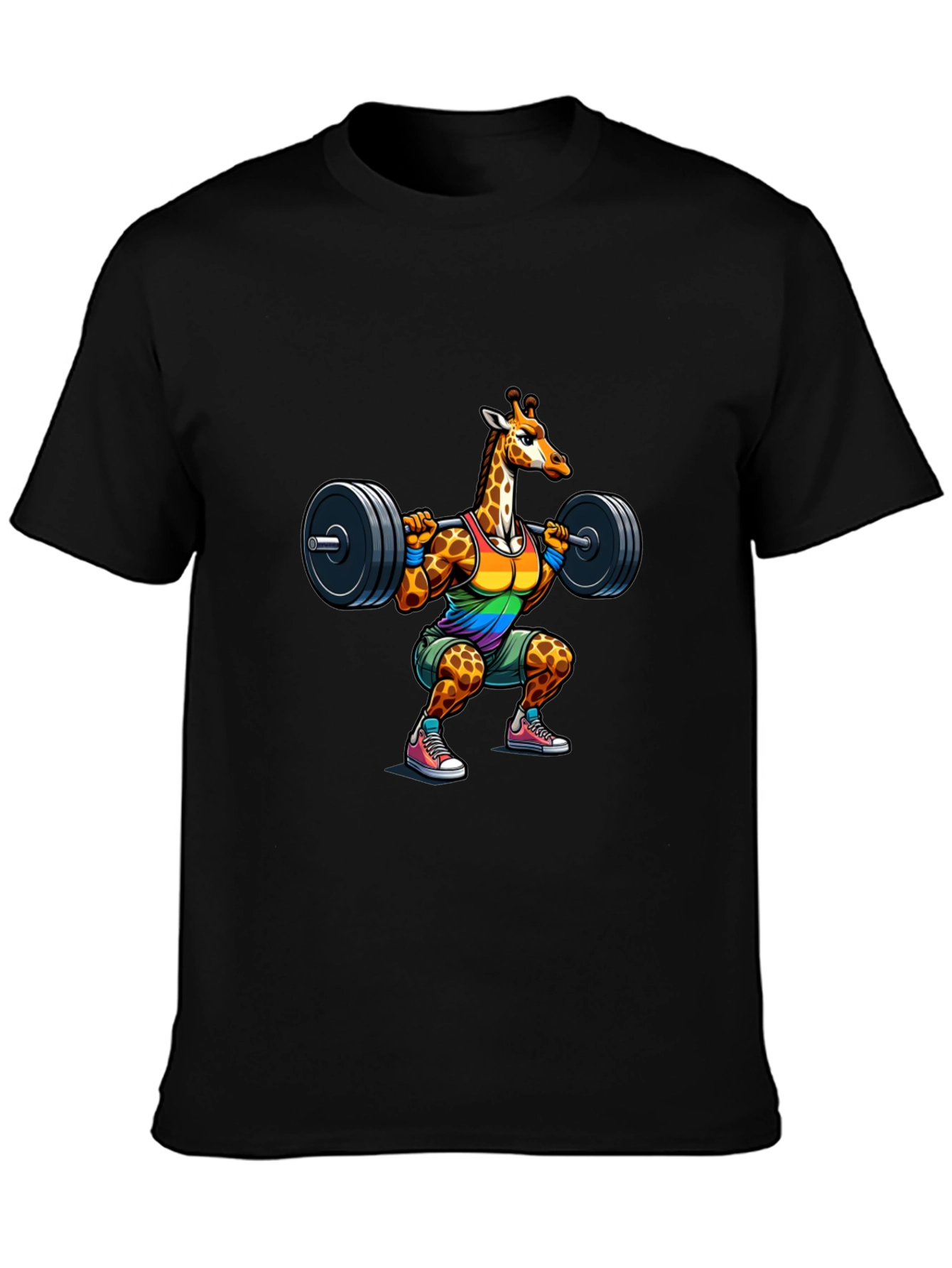 Giraffe Gym Black T-Shirt