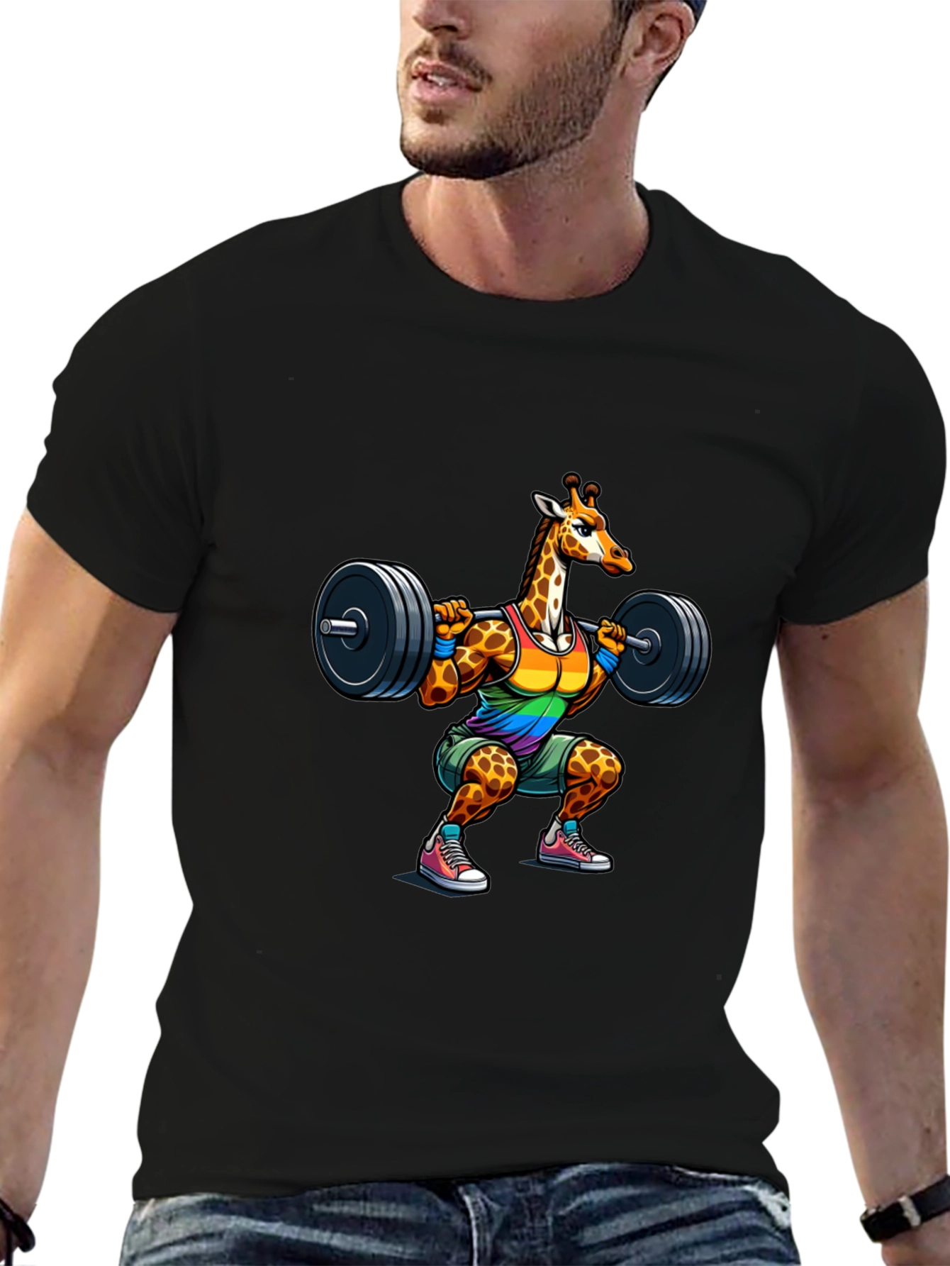 Giraffe Gym Black T-Shirt