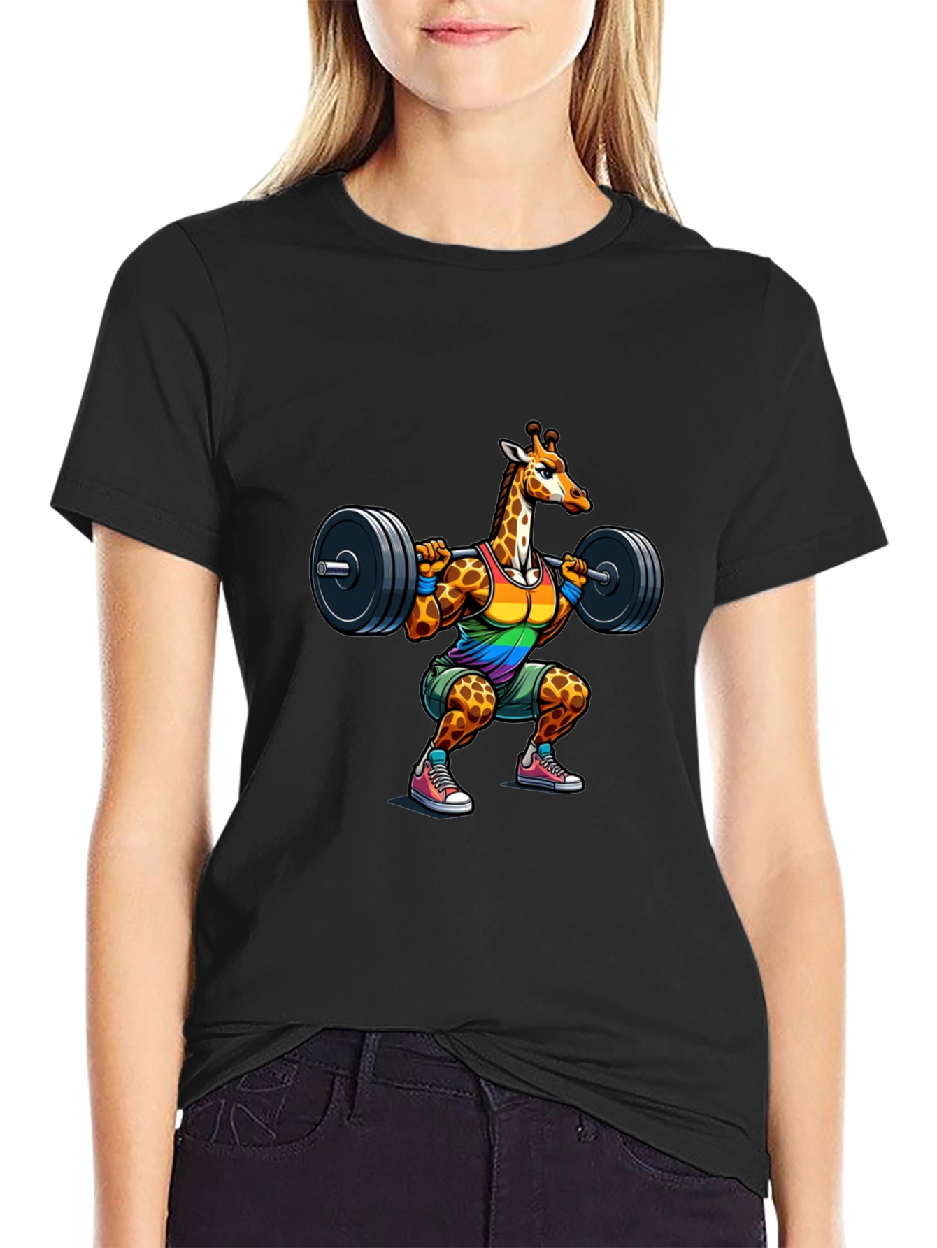 Giraffe Gym Black T-Shirt
