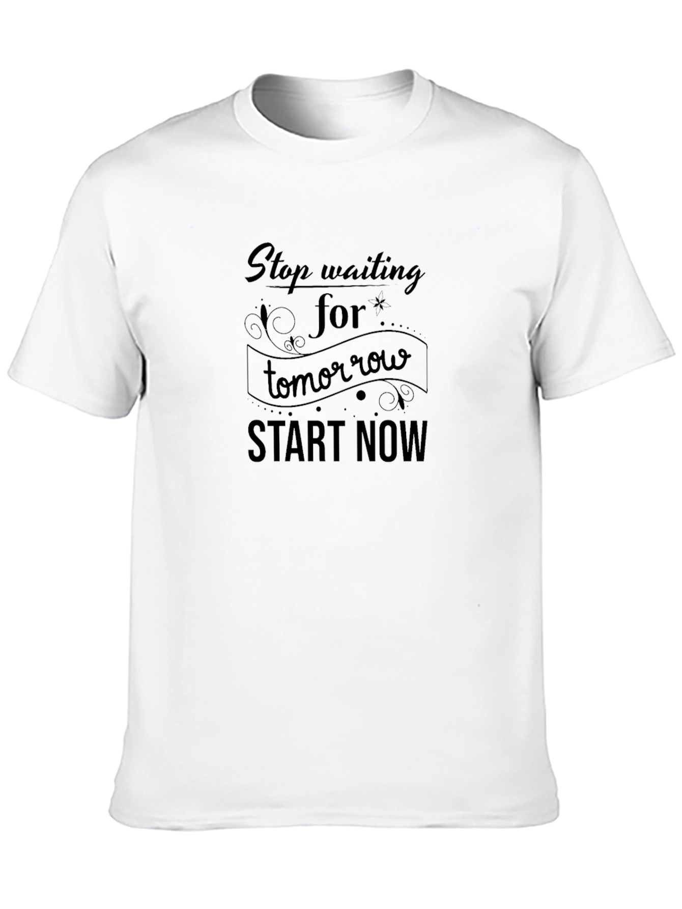 Motivational Black T-Shirt - Stop Waiting Start Now