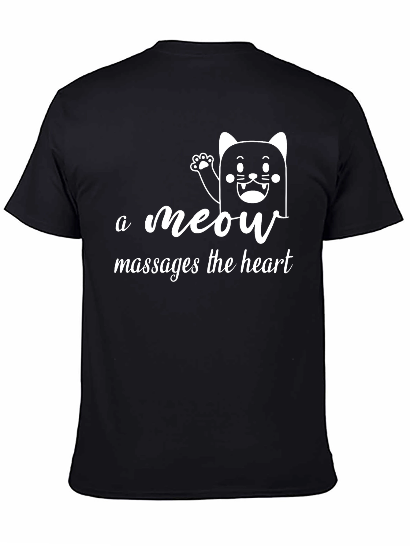A Meow Massages The Heart Black T-Shirt