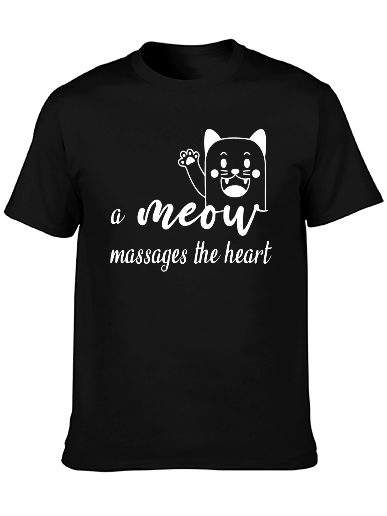 A Meow Massages The Heart Black T-Shirt