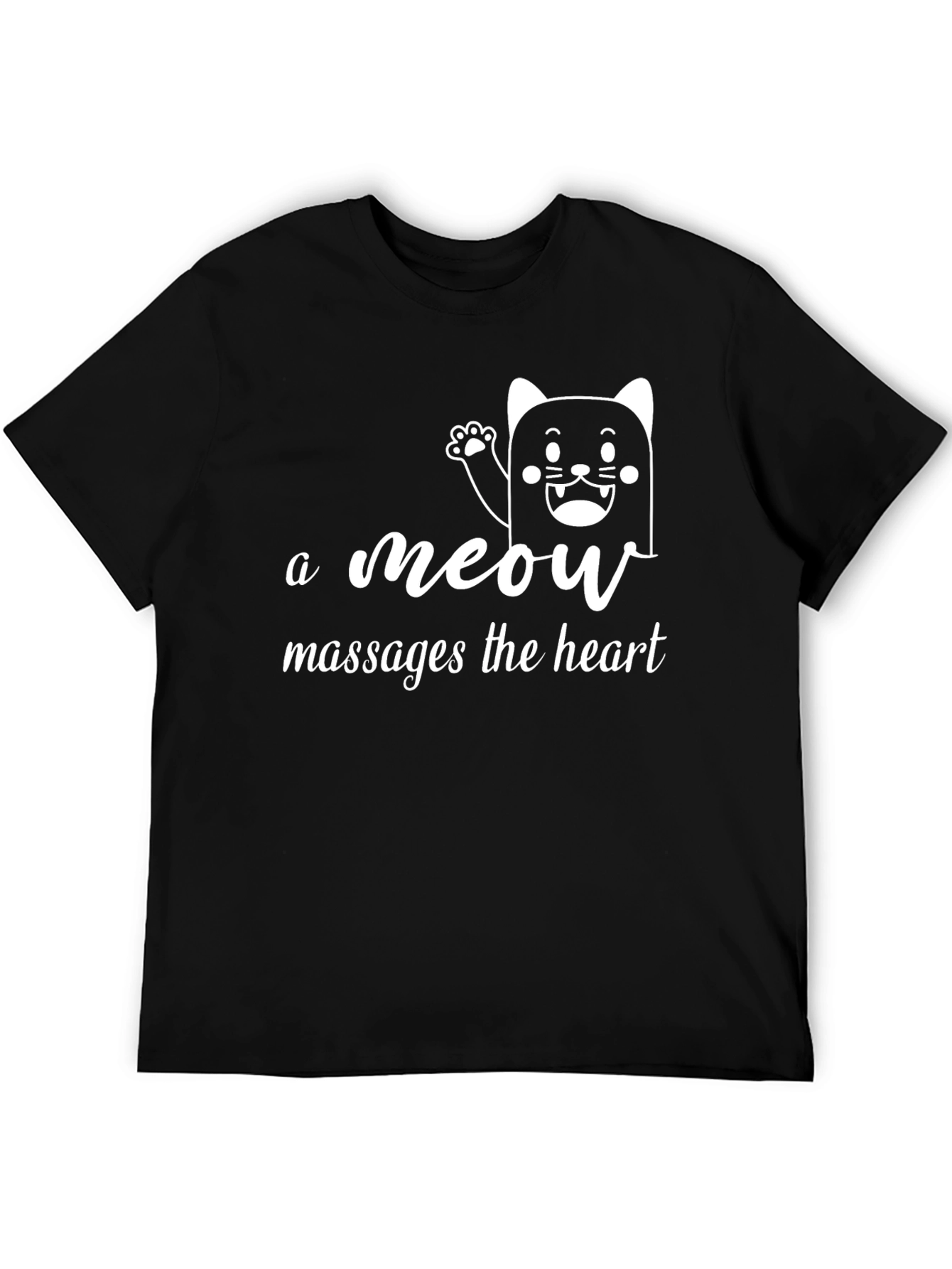 A Meow Massages The Heart Black T-Shirt