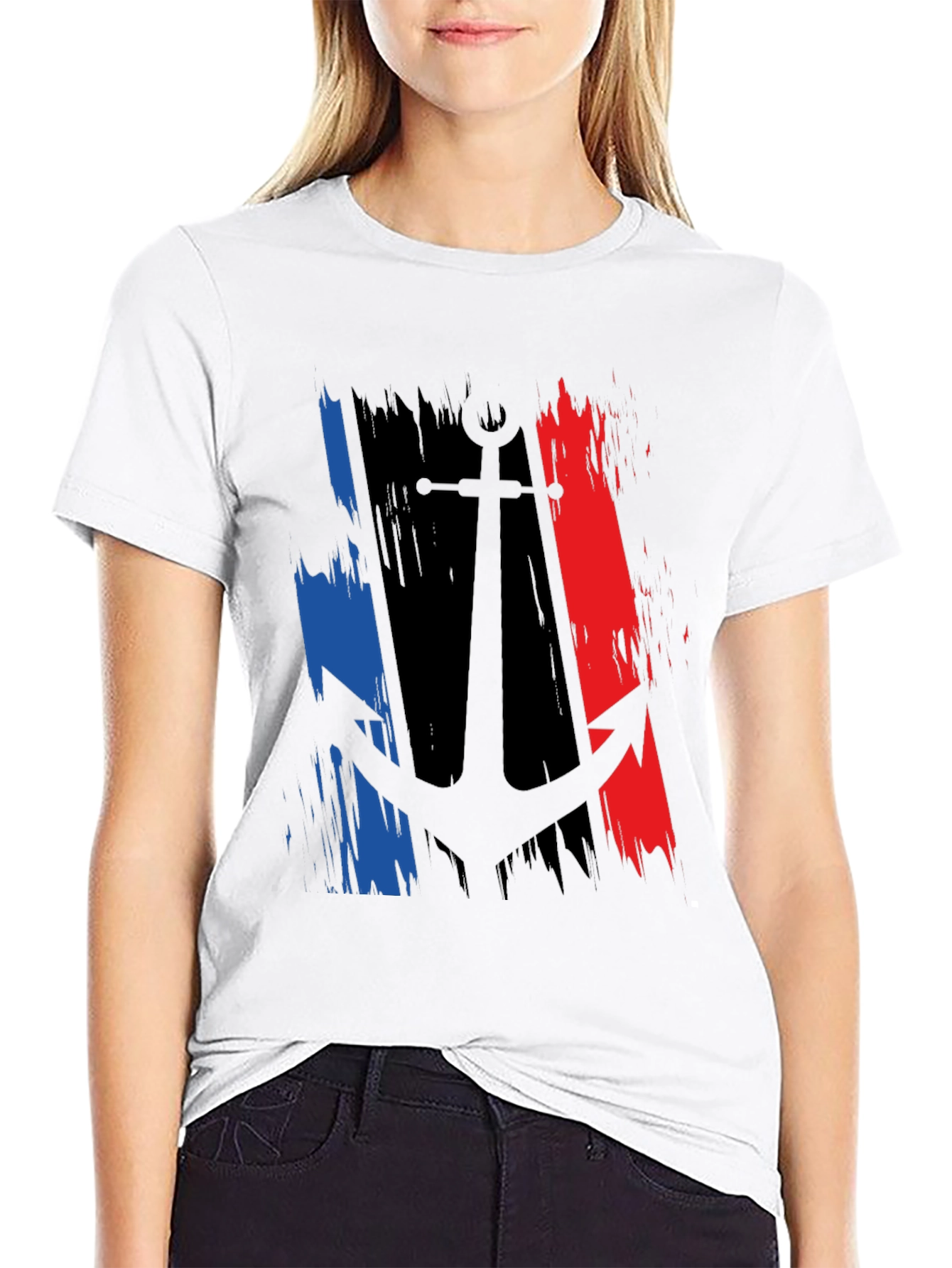 Anchor France Flag Graphic Black T-Shirt