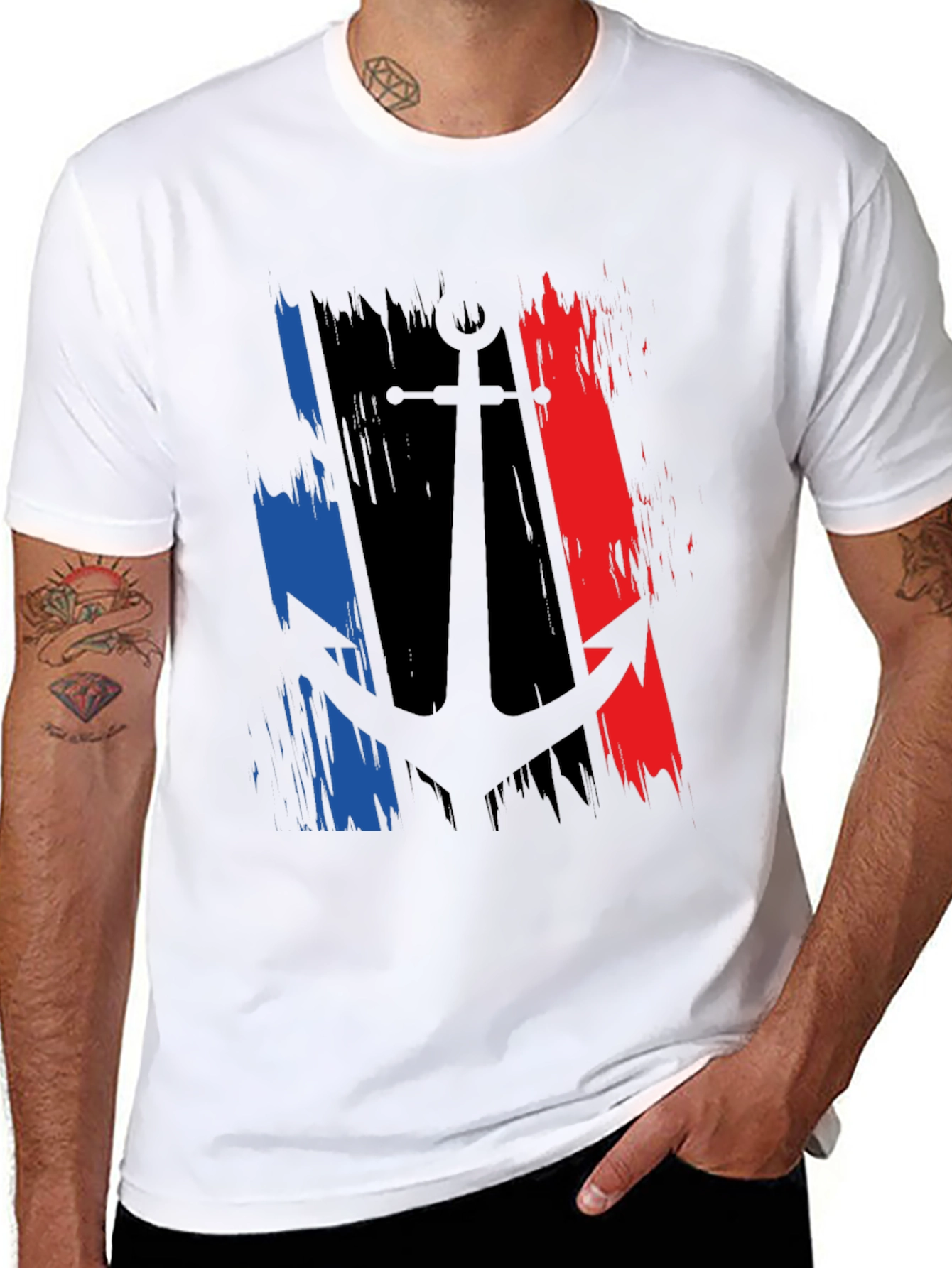 Anchor France Flag Graphic Black T-Shirt