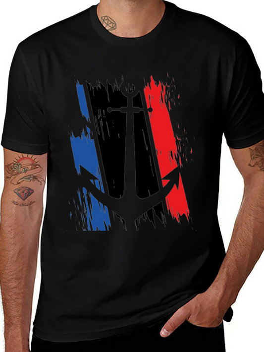 Anchor France Flag Graphic Black T-Shirt