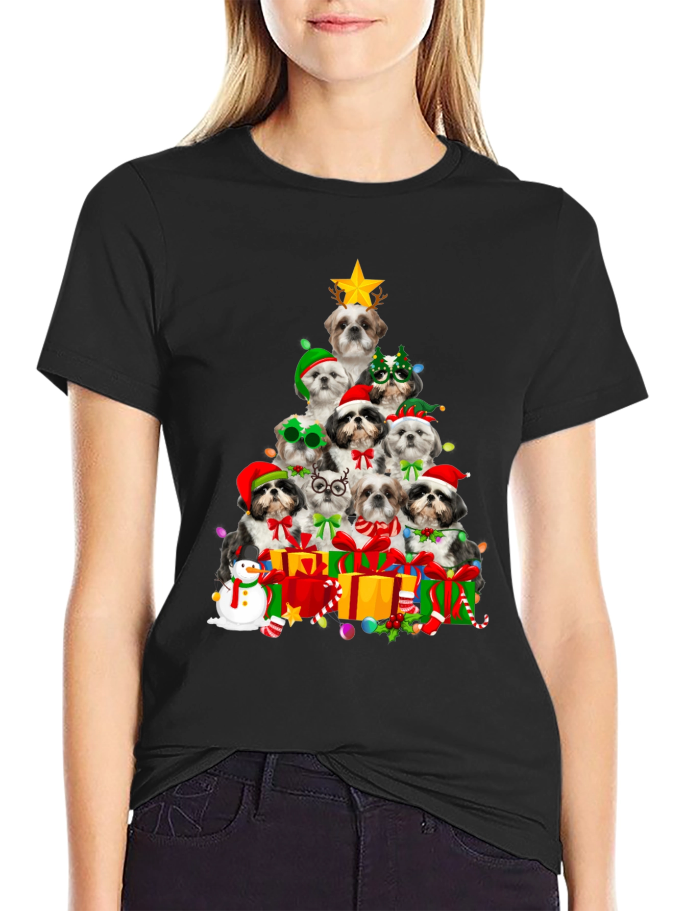Shih Tzu Christmas Tree T-Shirt