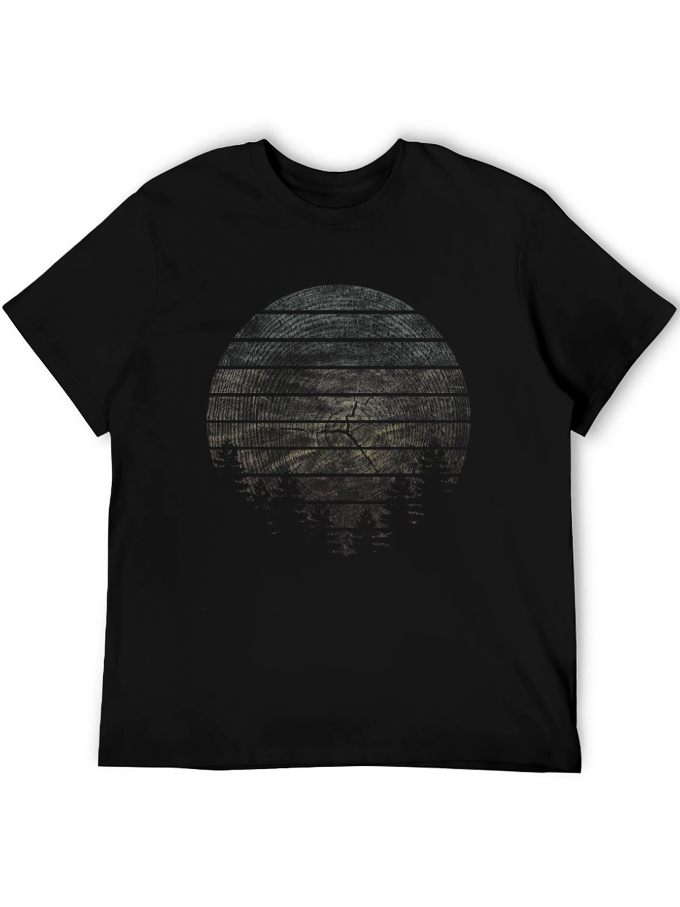 Abstract Wood Grain Graphic Tee - Black