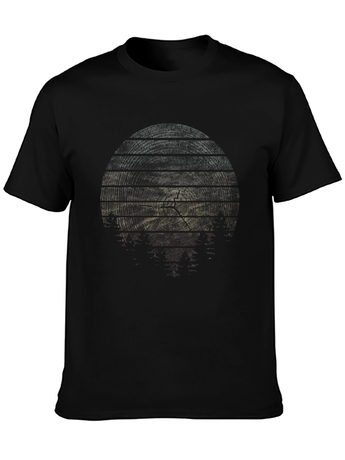 Abstract Wood Grain Graphic Tee - Black
