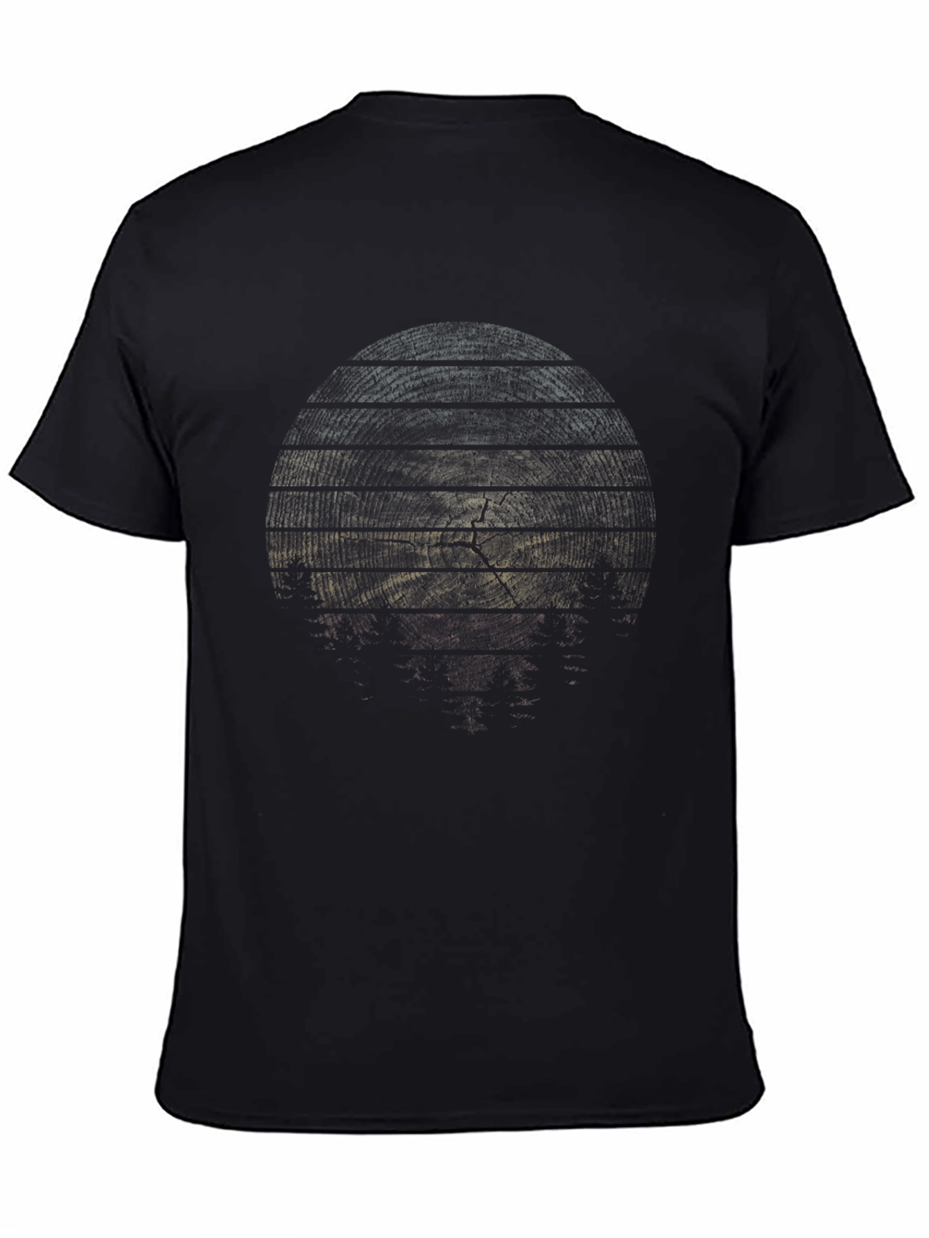 Abstract Wood Grain Graphic Tee - Black